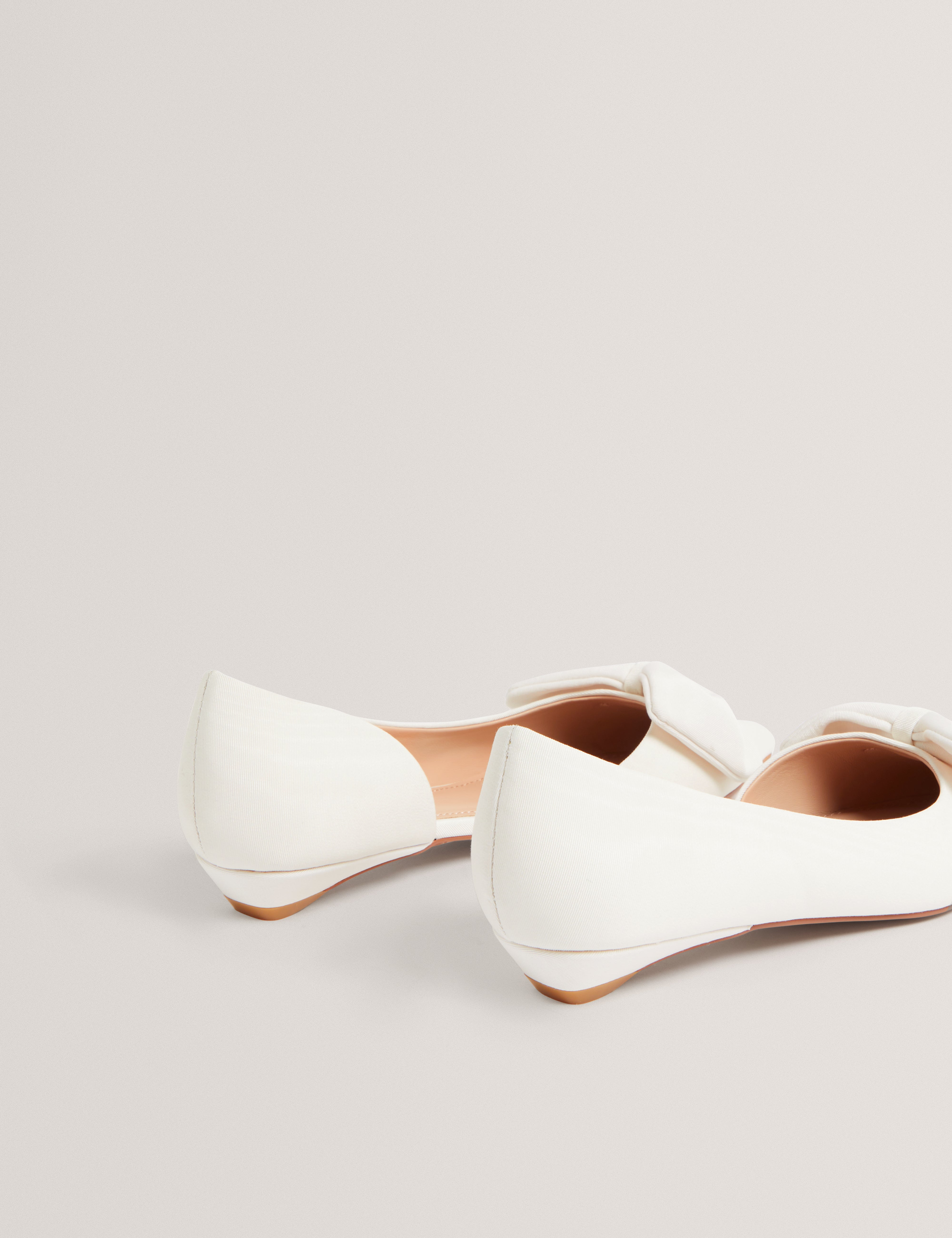 Soufiya Satin Bow Detail Flat Ivory