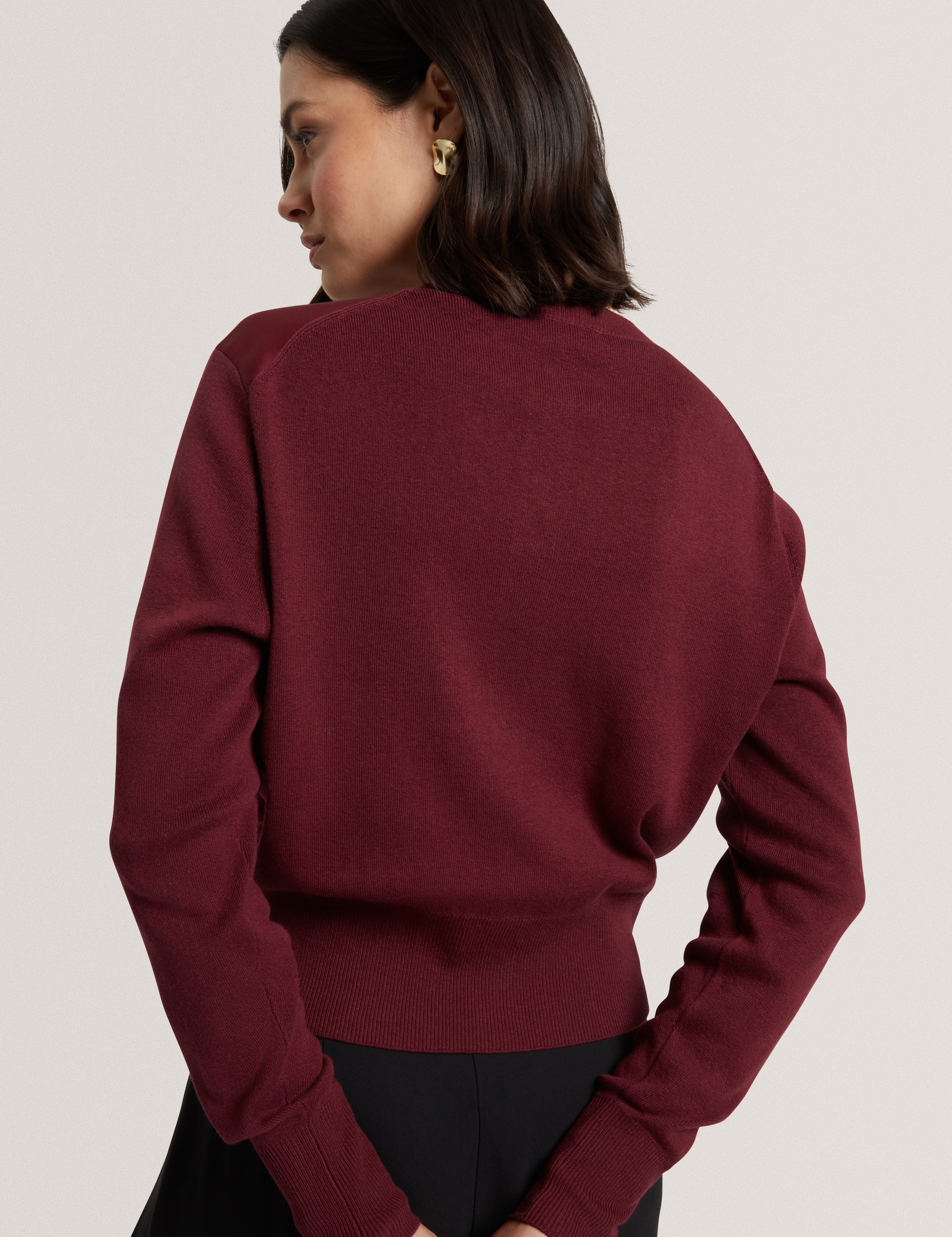 Amaryli Printed Woven Front Cardigan Oxblood