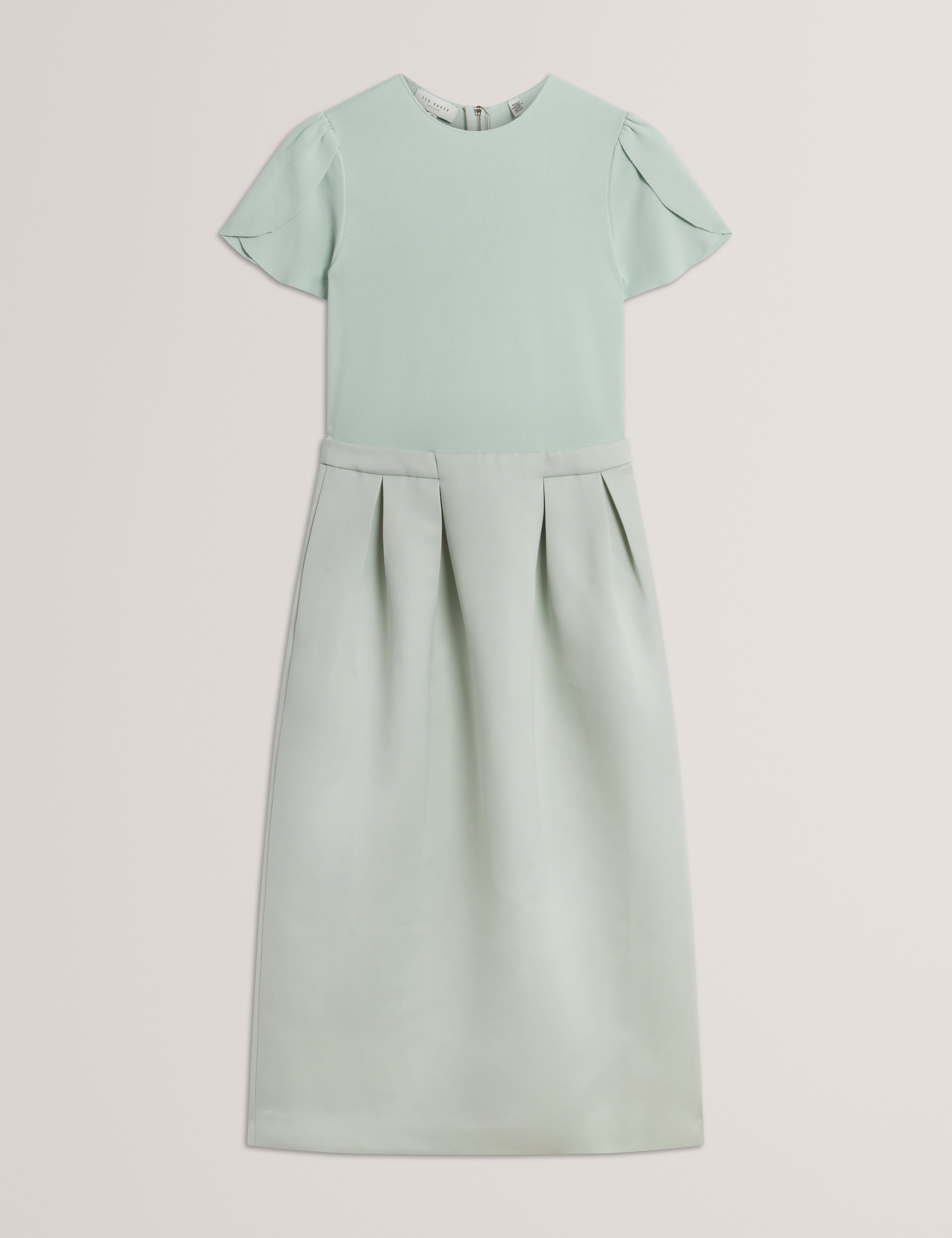 Celandi Short Sleeve Mockable Midi Dress Pl-Green