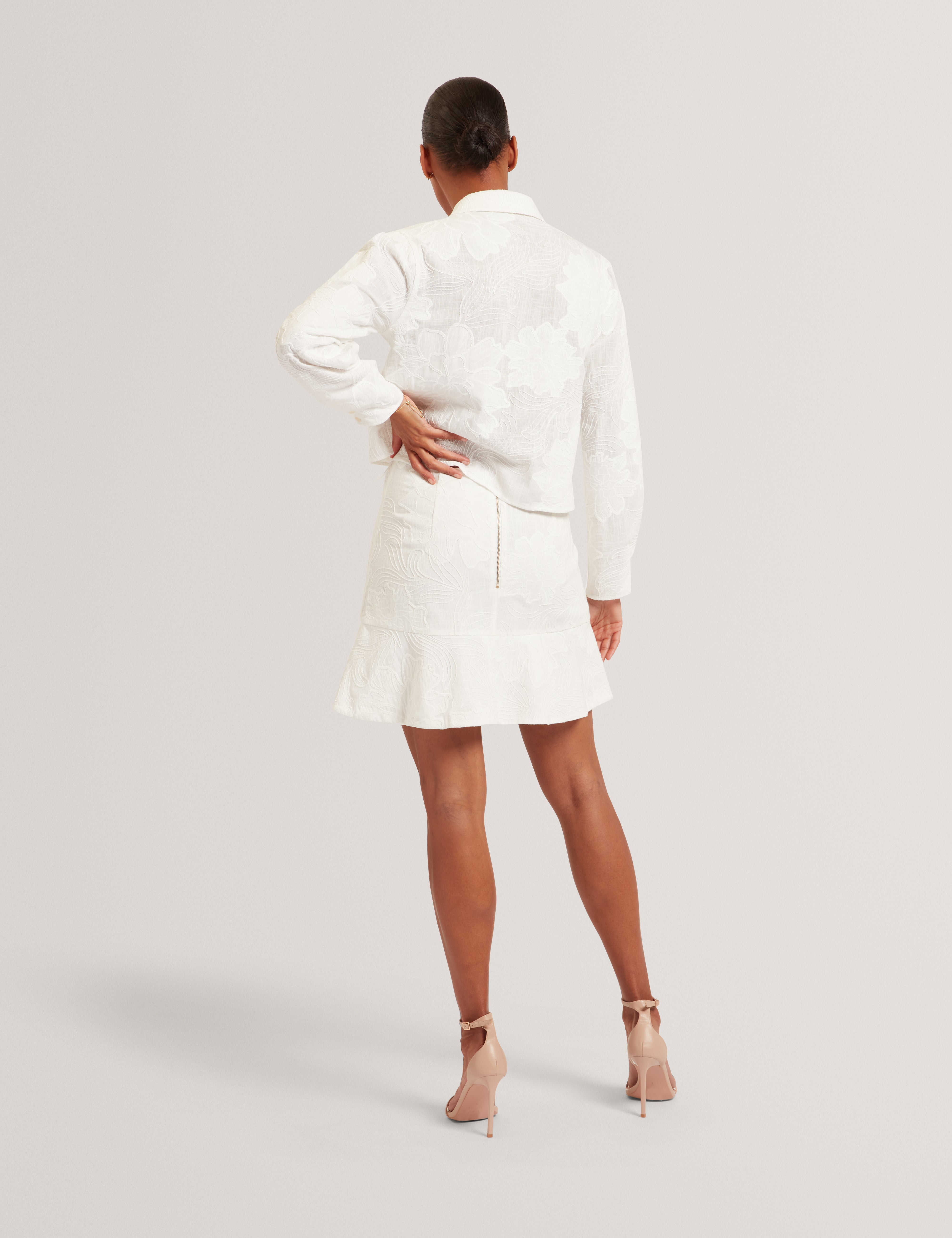 Fioral Embroidered Mini Skirt White