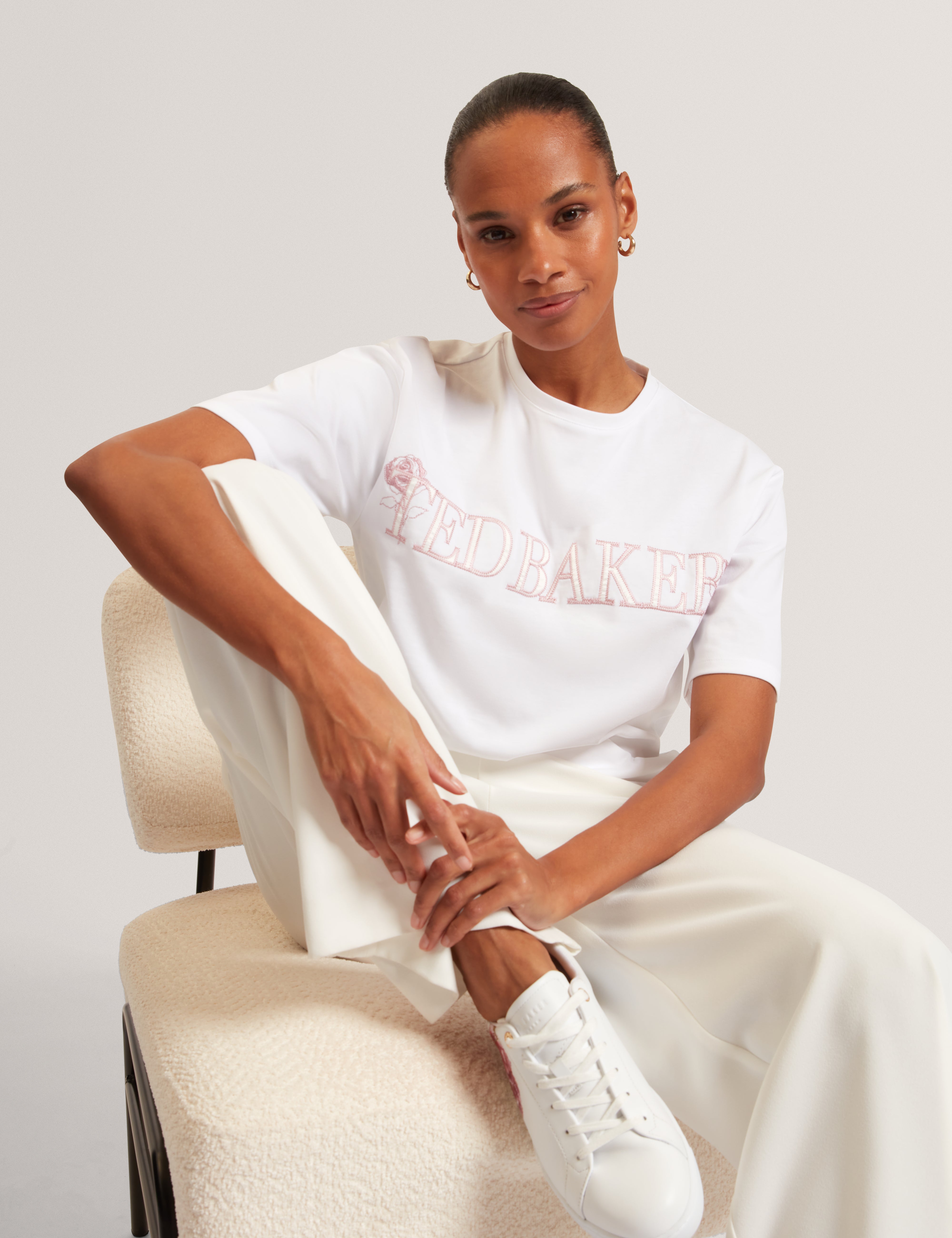 Lavende Ted Baker Branded Boxy T-Shirt White