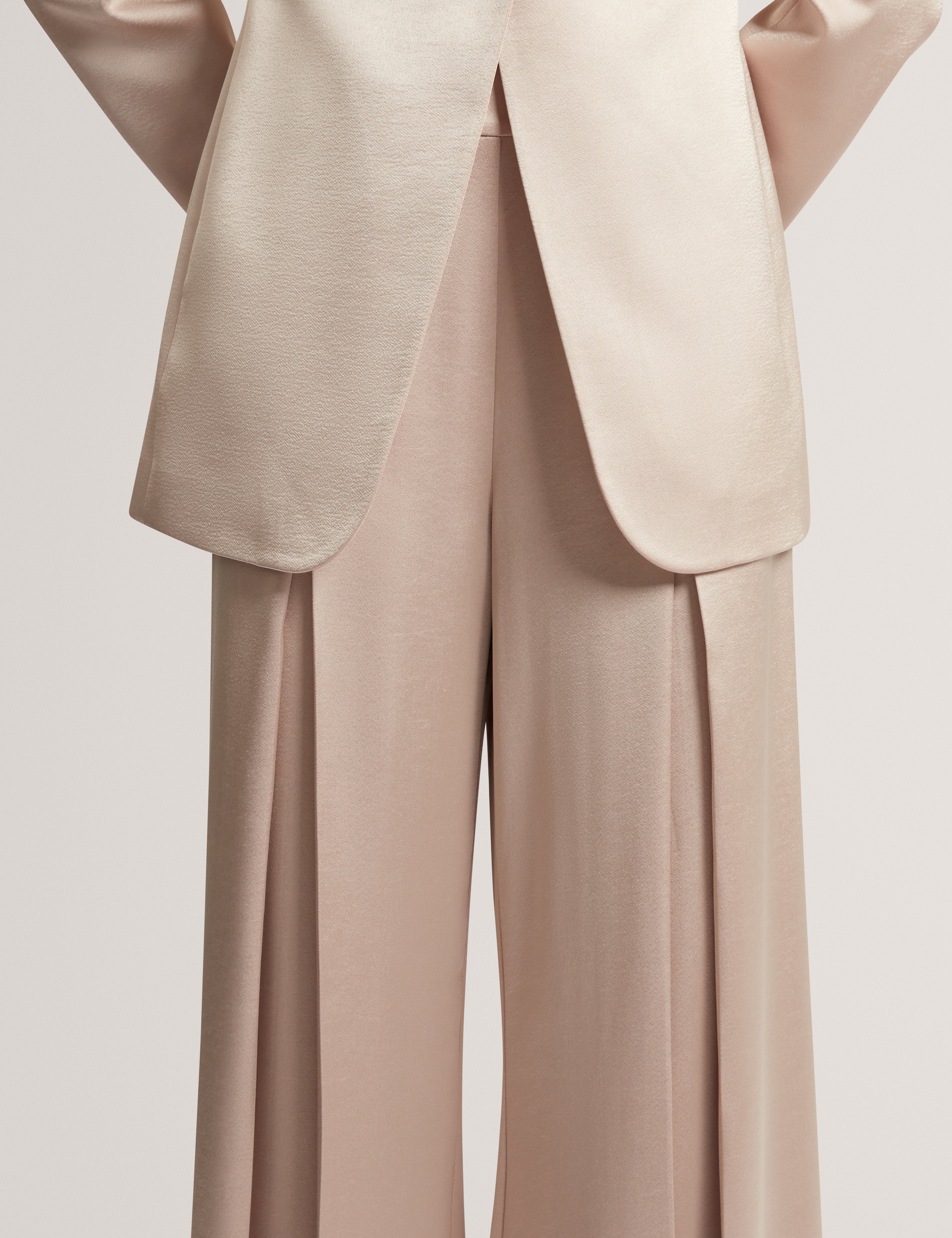 Platy Front Pleat Wide Leg Trousers Natural