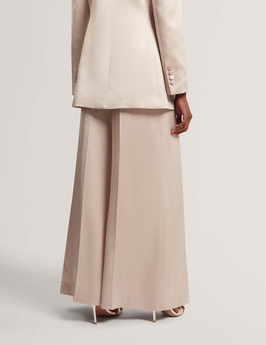 Platy Front Pleat Wide Leg Trousers Natural