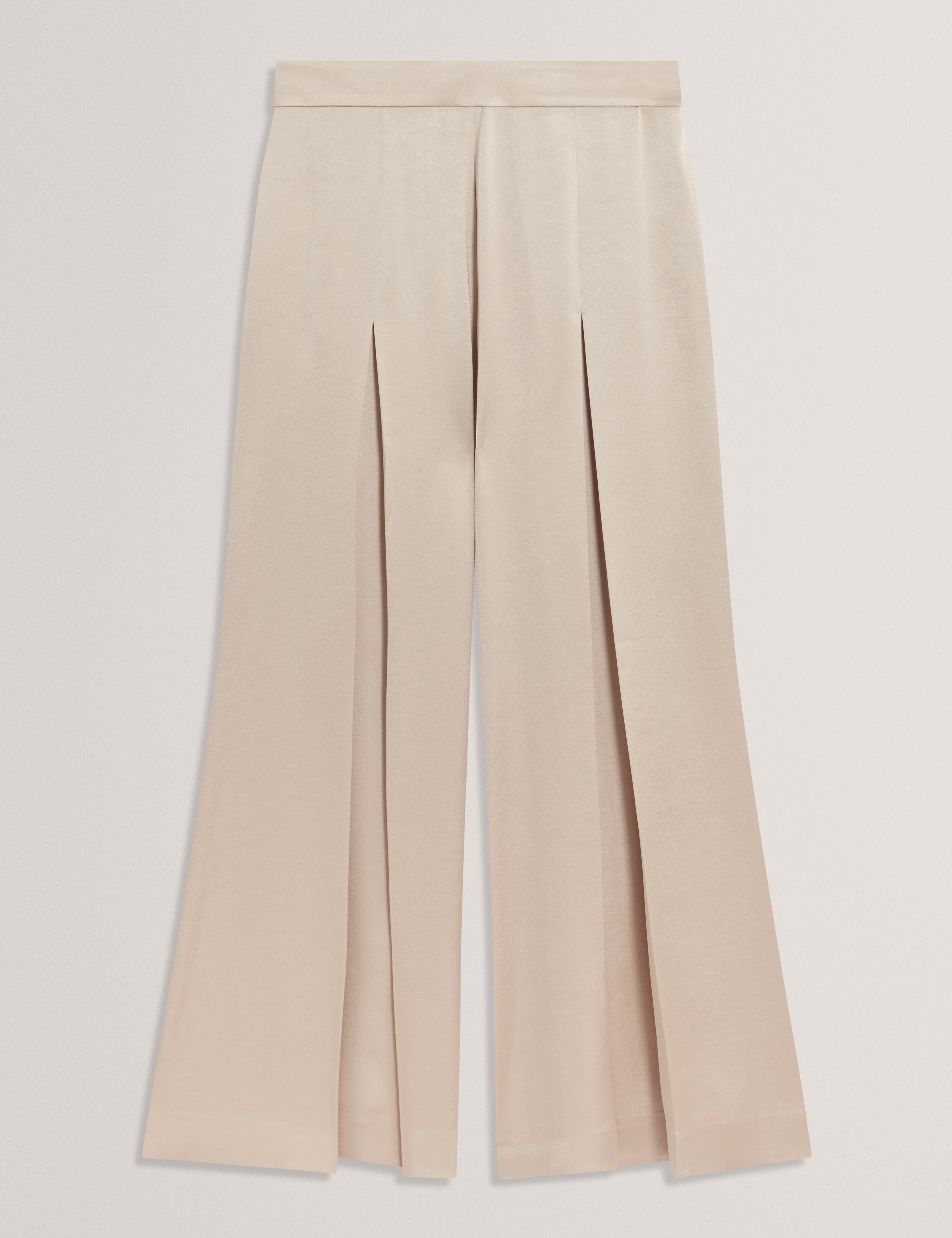 Platy Front Pleat Wide Leg Trousers Natural