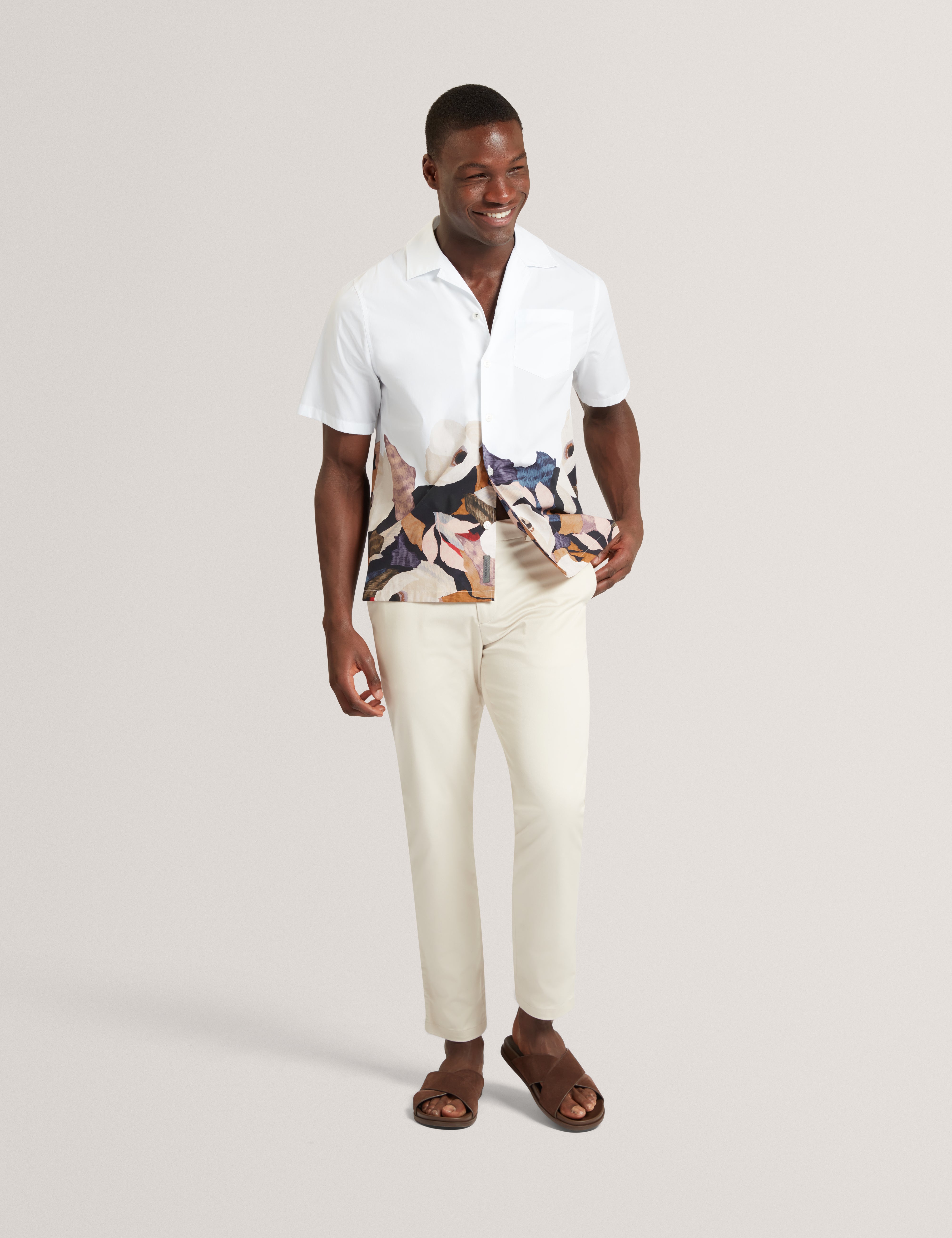 Moussa Ss Relaxed Placement Print Shirt White