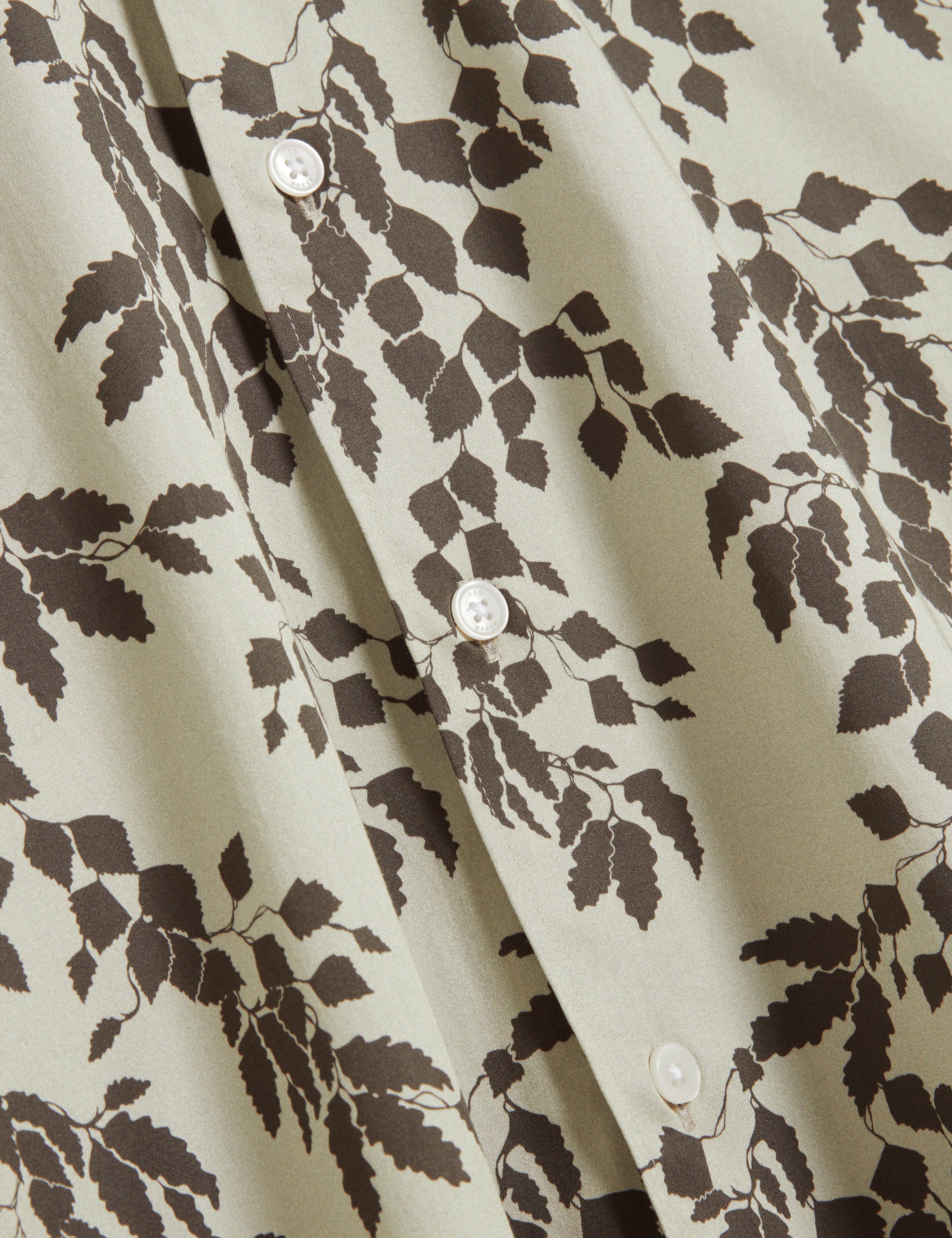 Dornan Ls Regular Shadow Leaf Print أخضر فاتح