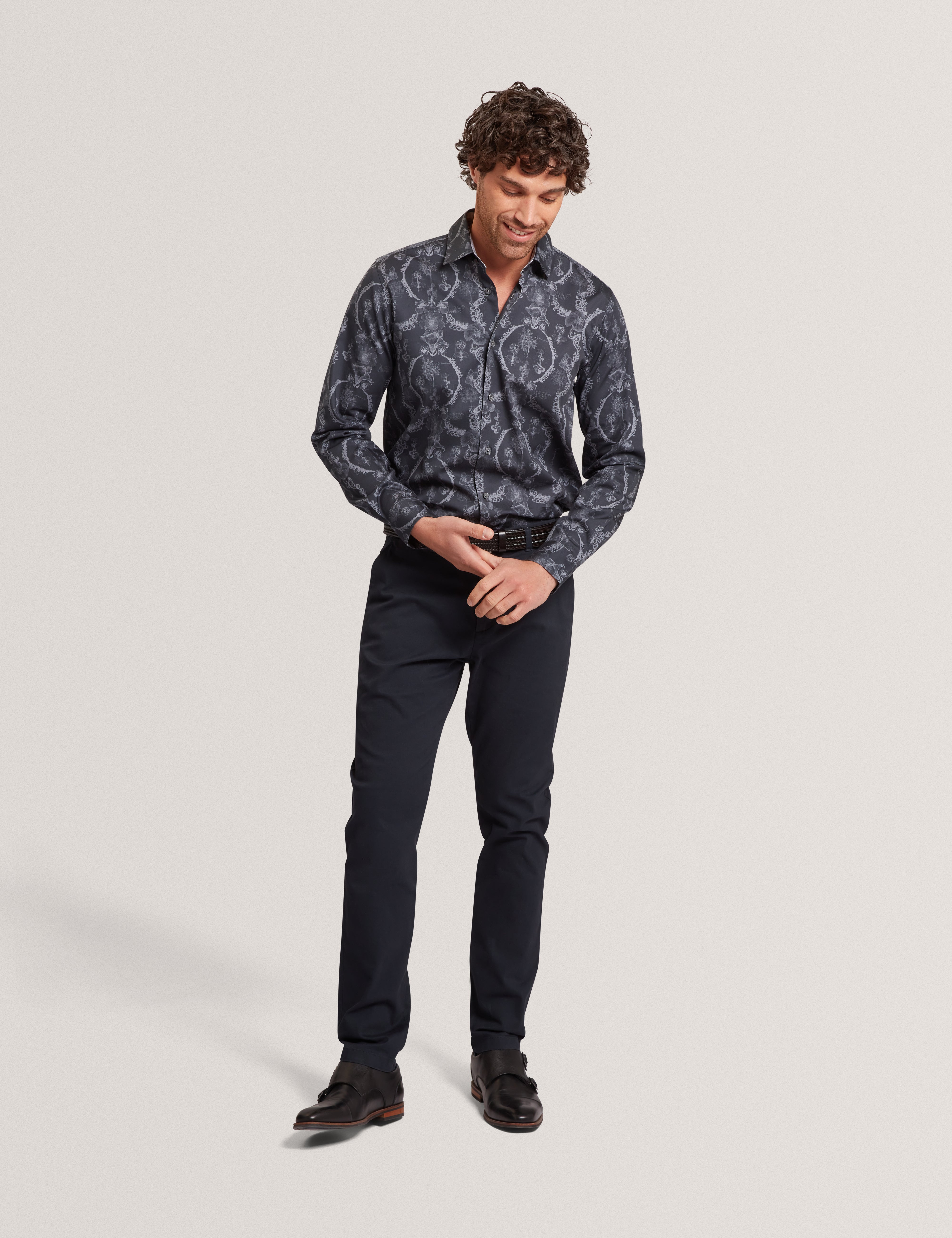 قميص Baddley Ls Regular Lace بطبعة الدانتيل كحلي