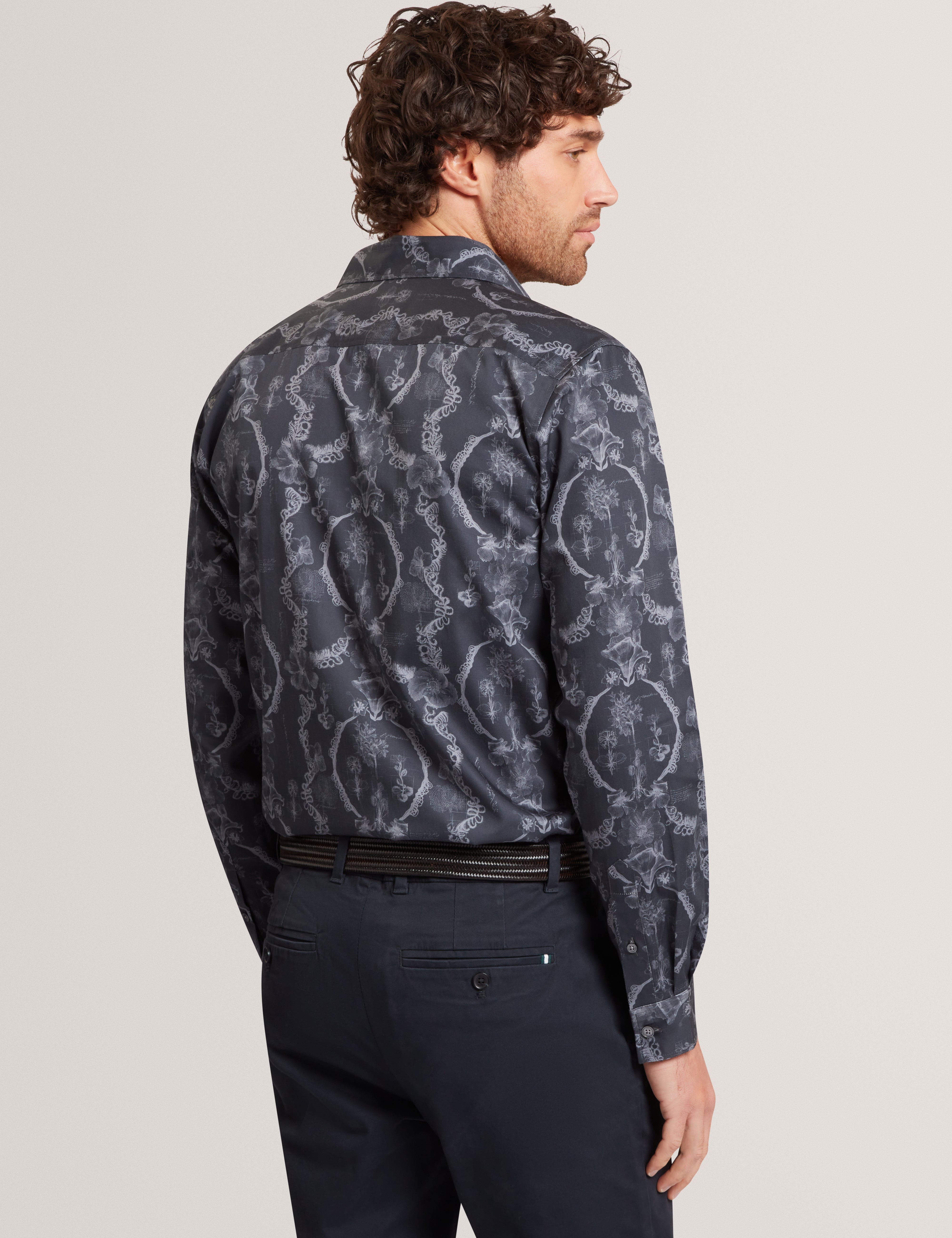 قميص Baddley Ls Regular Lace بطبعة الدانتيل كحلي