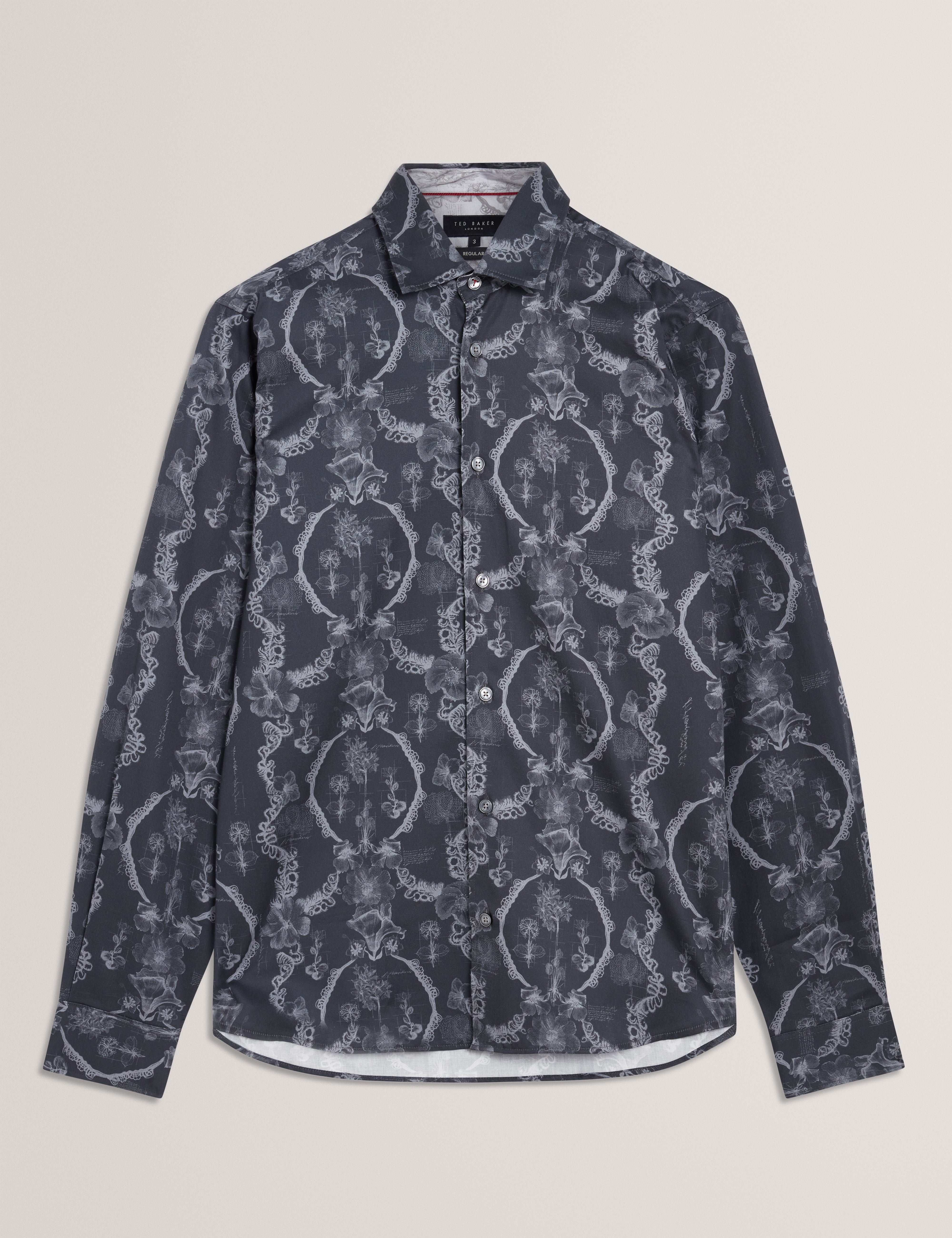 قميص Baddley Ls Regular Lace بطبعة الدانتيل كحلي