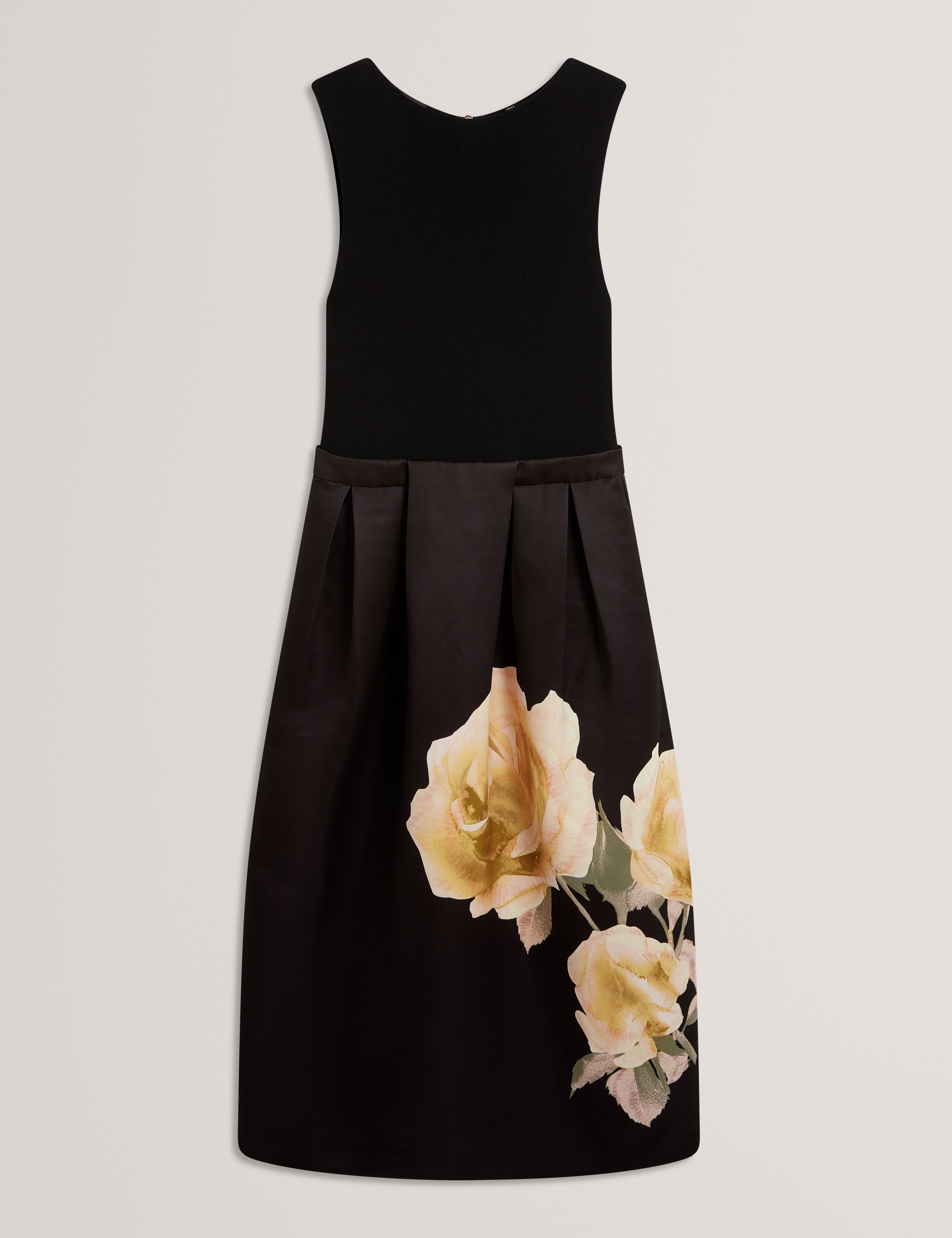 Verinie Mockable Midi Dress With Printed Skirt Black