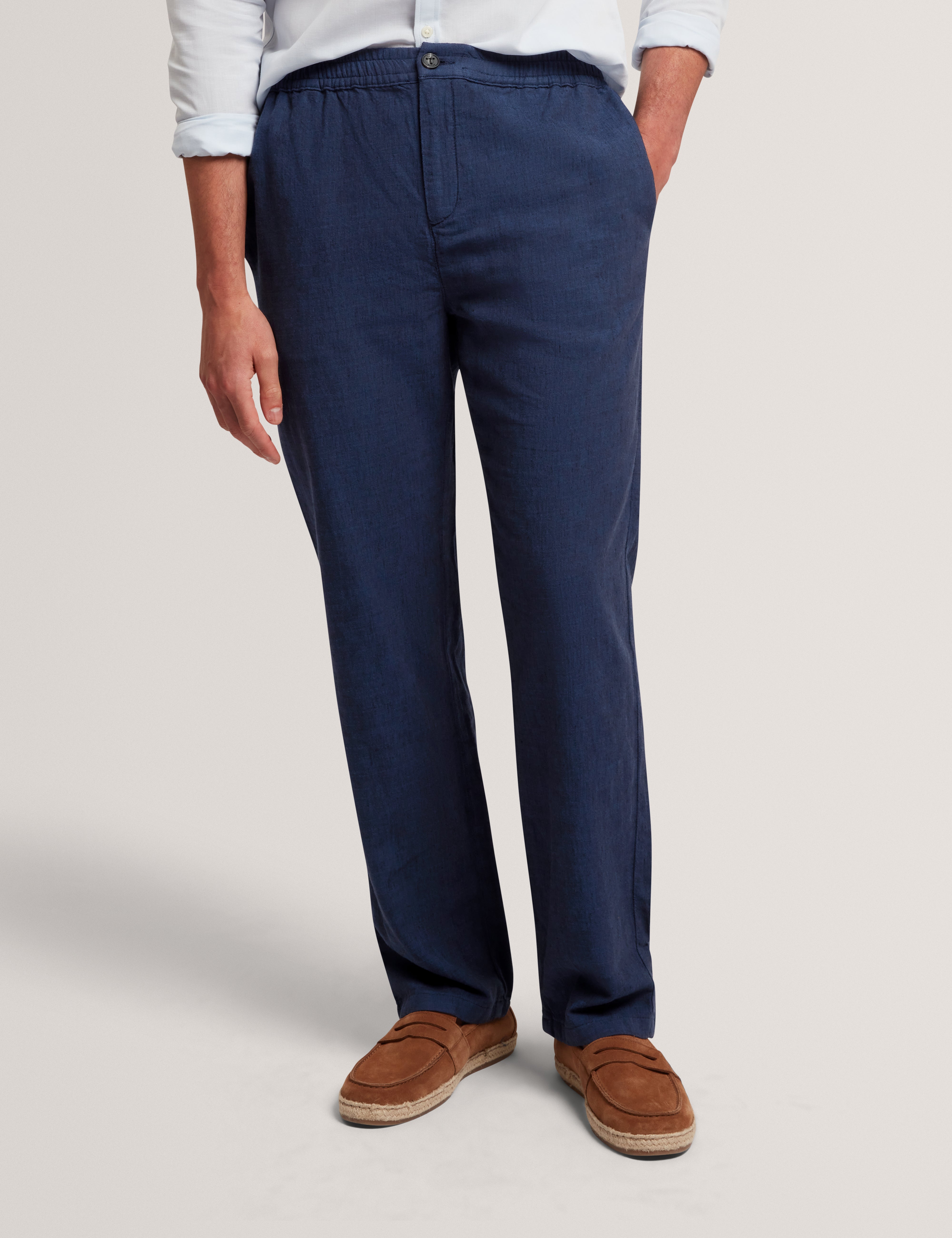 Culverr Relaxed Linen Blend Trouser Dk-Blue
