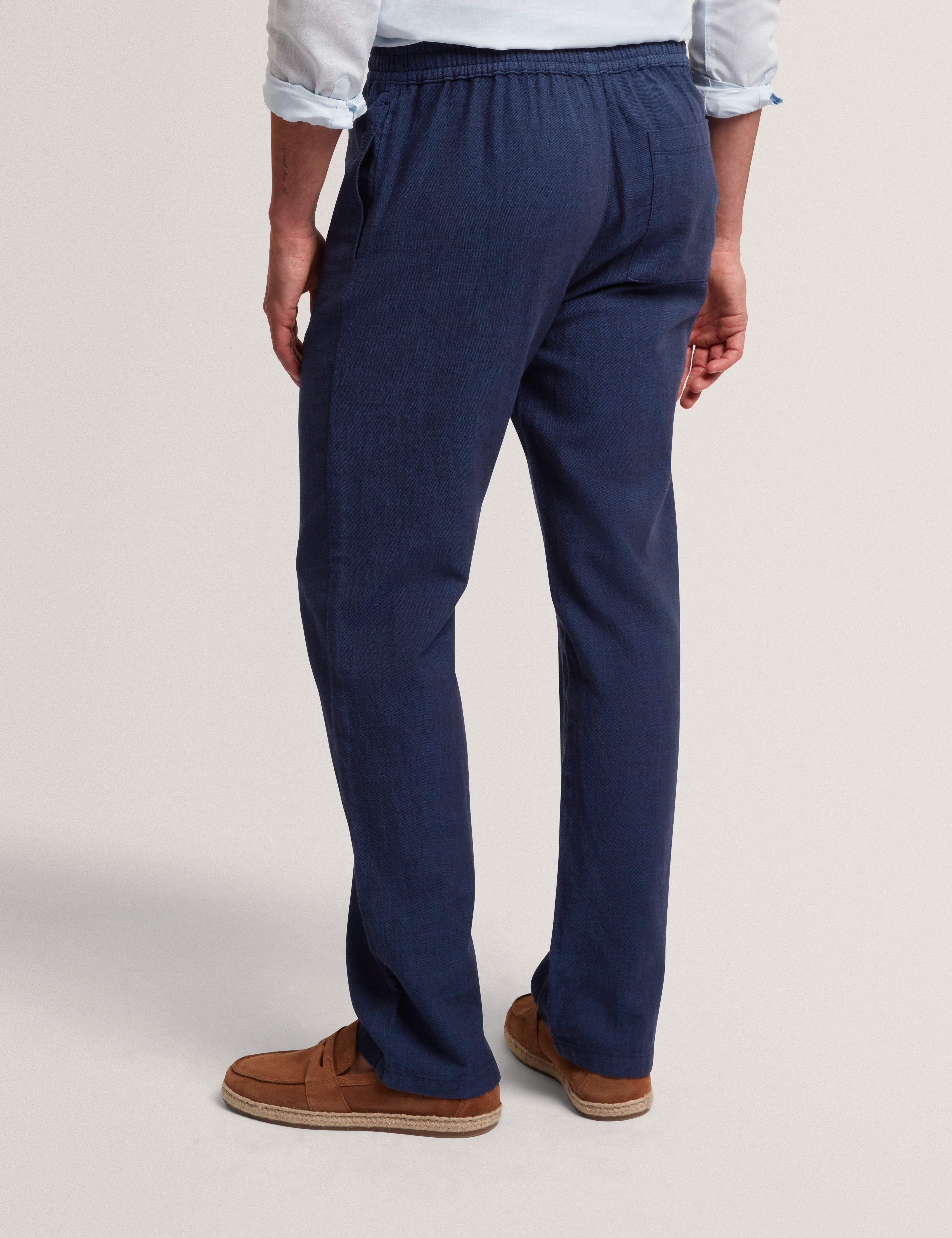 Culverr Relaxed Linen Blend Trouser Dk-Blue
