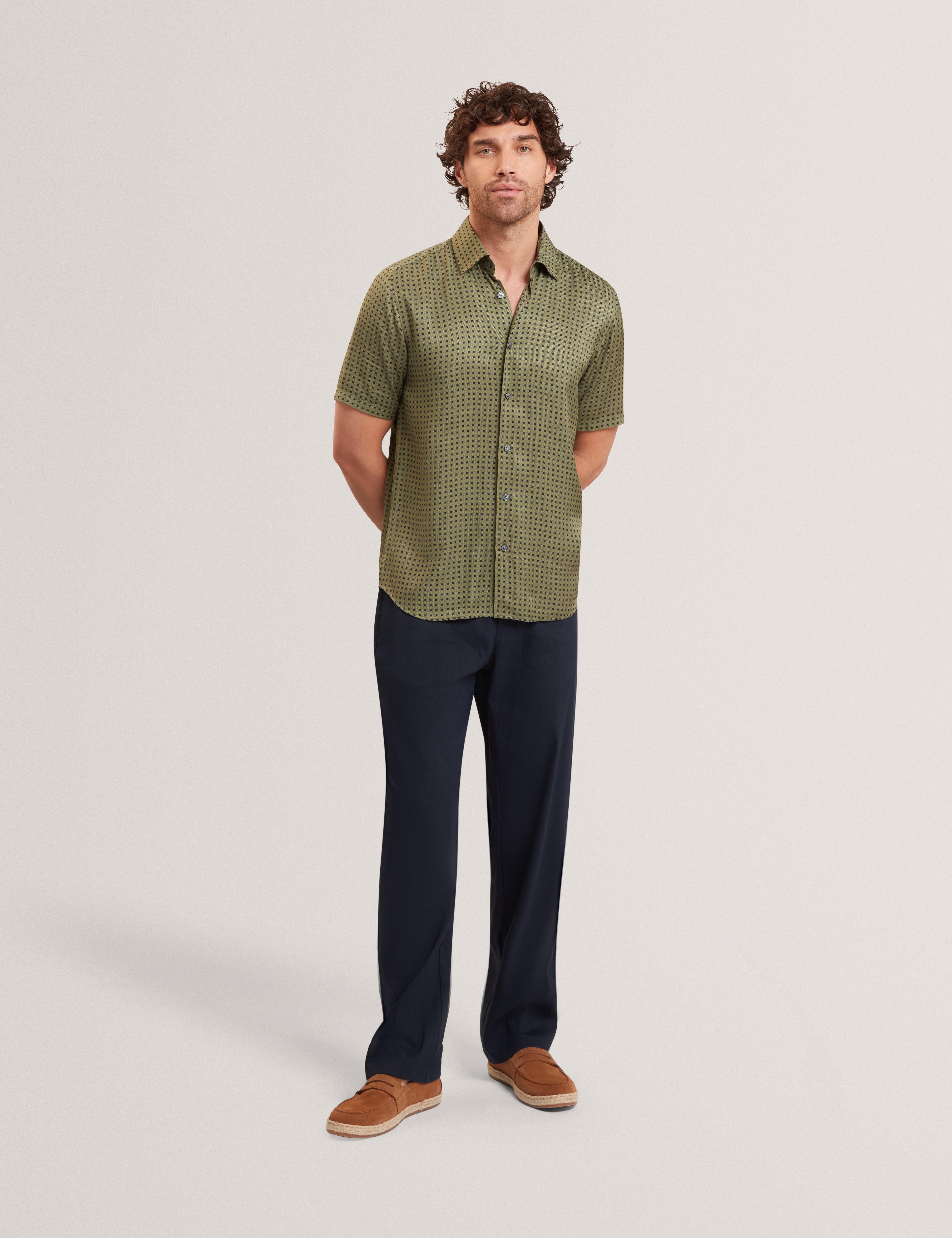 Culverr Relaxed Linen Blend Trouser Navy