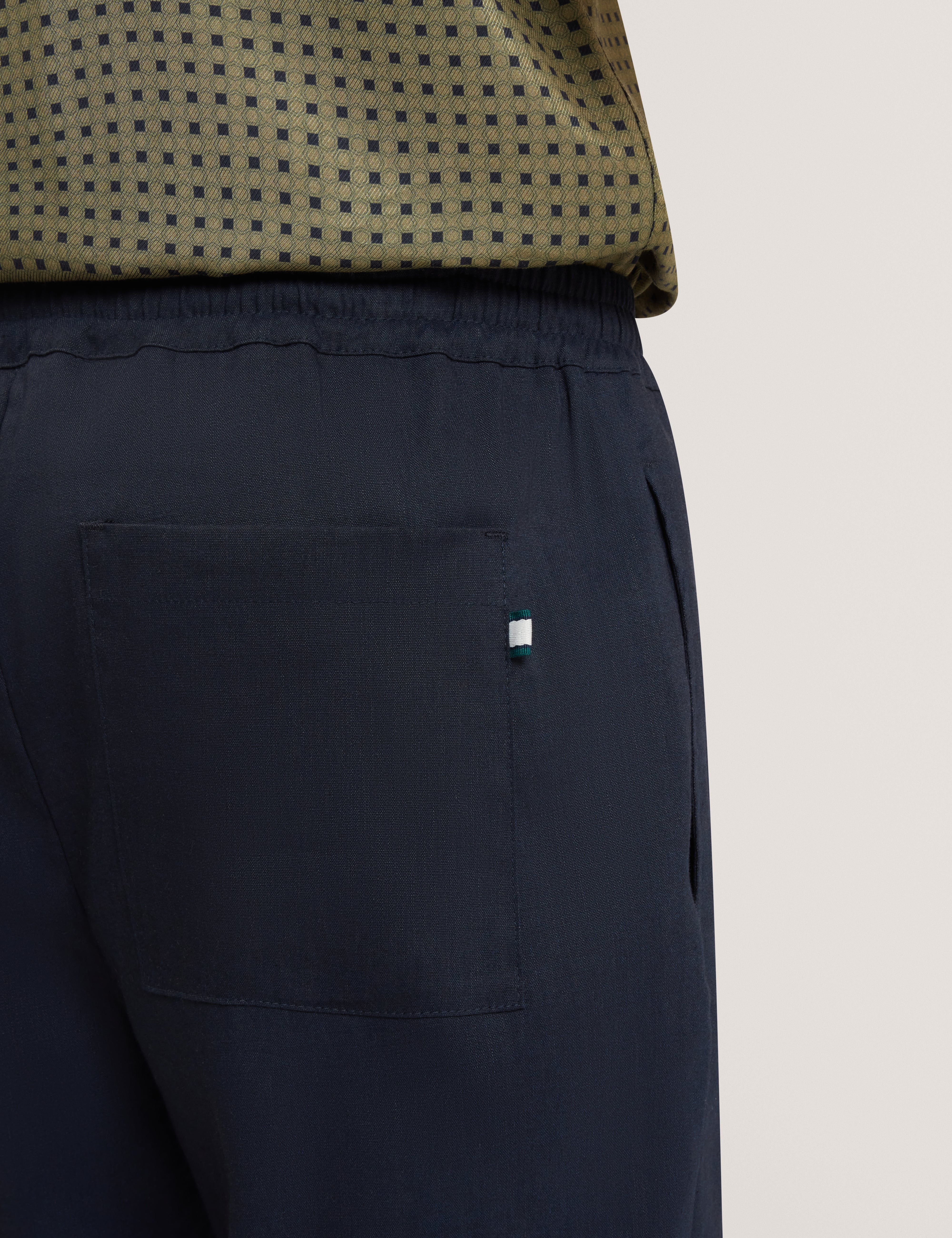 Culverr Relaxed Linen Blend Trouser Navy