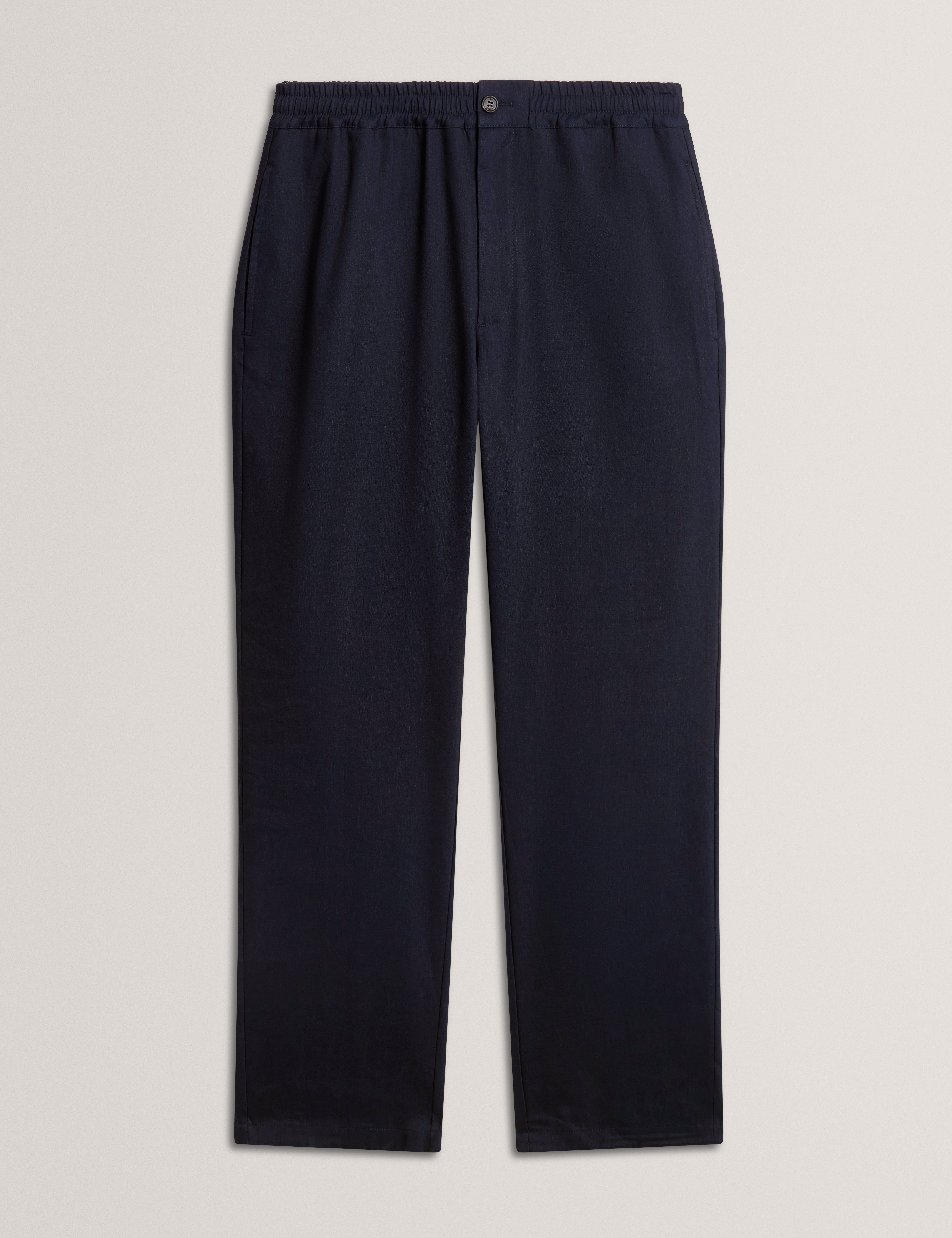 Culverr Relaxed Linen Blend Trouser Navy