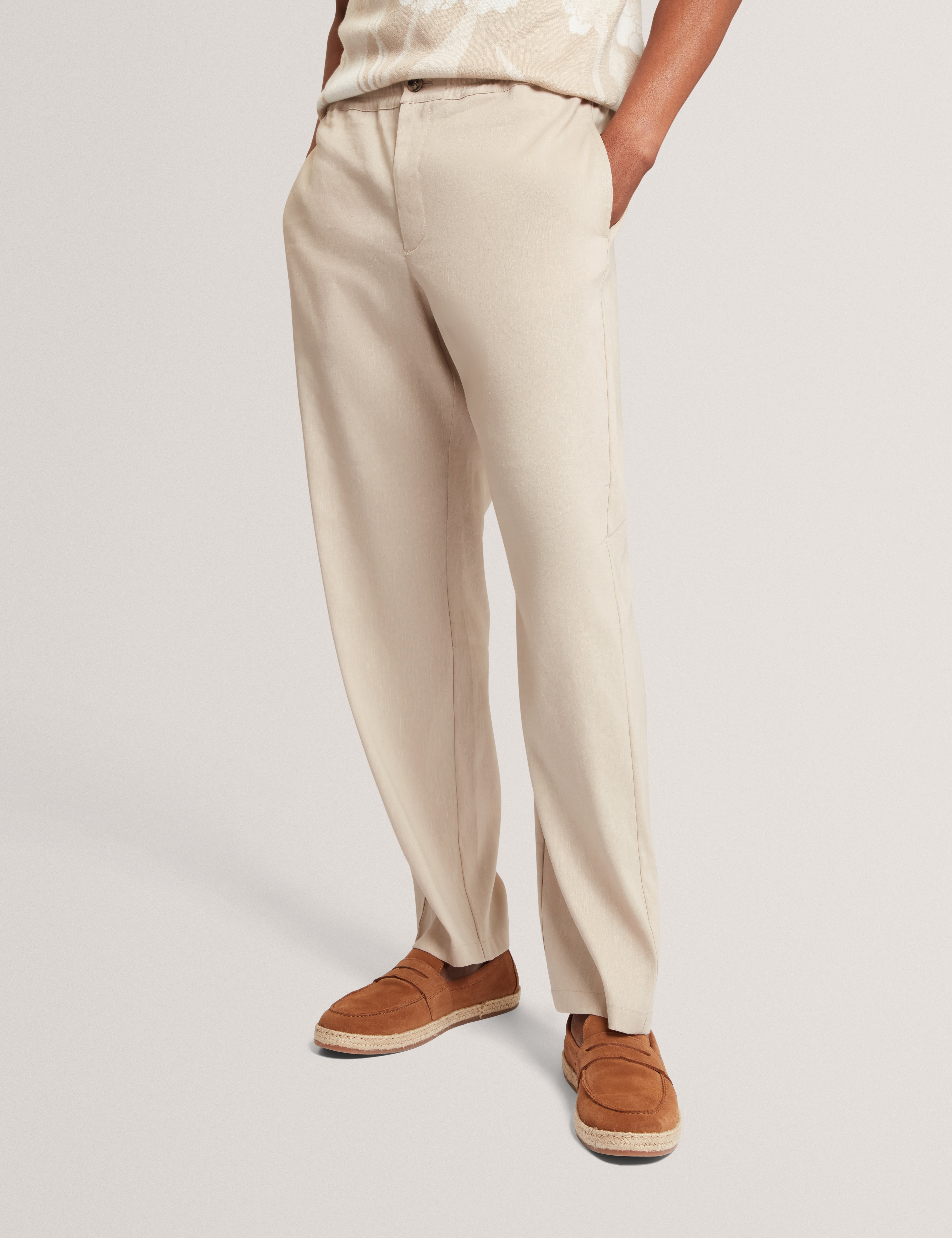 Culverr Relaxed Linen Blend Trouser Stone
