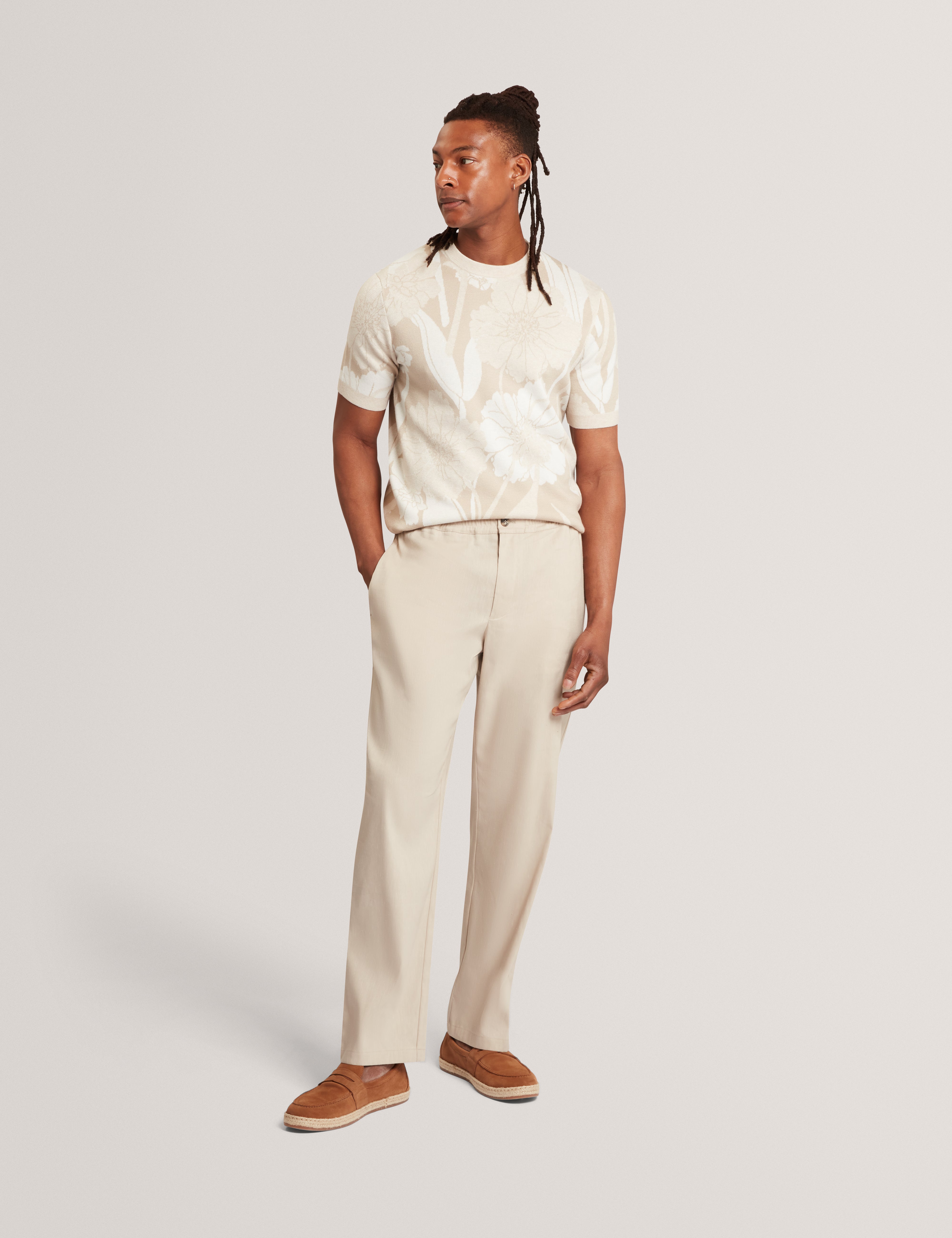 Culverr Relaxed Linen Blend Trouser Stone