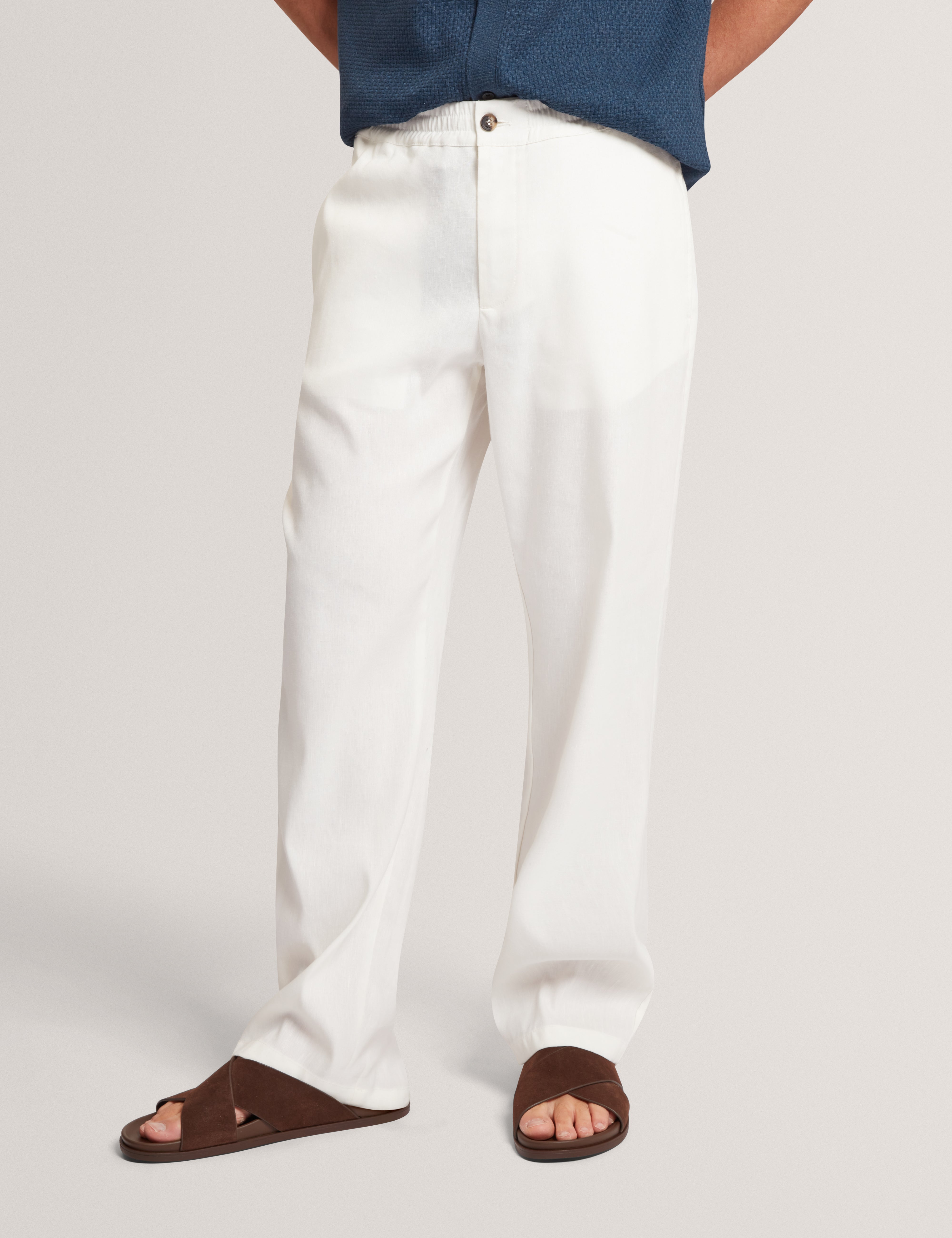 Culverr Relaxed Linen Blend Trouser White