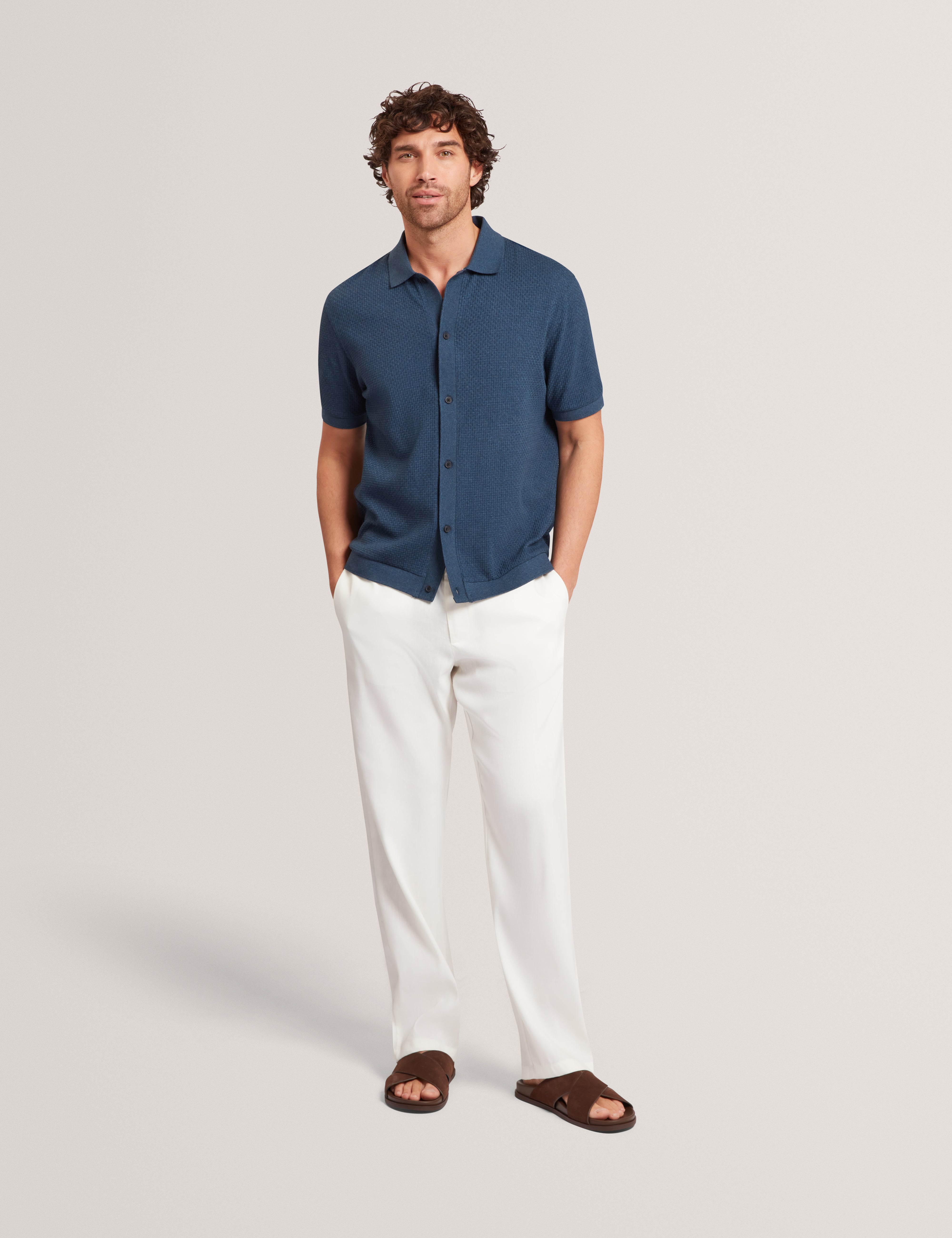 Culverr Relaxed Linen Blend Trouser White