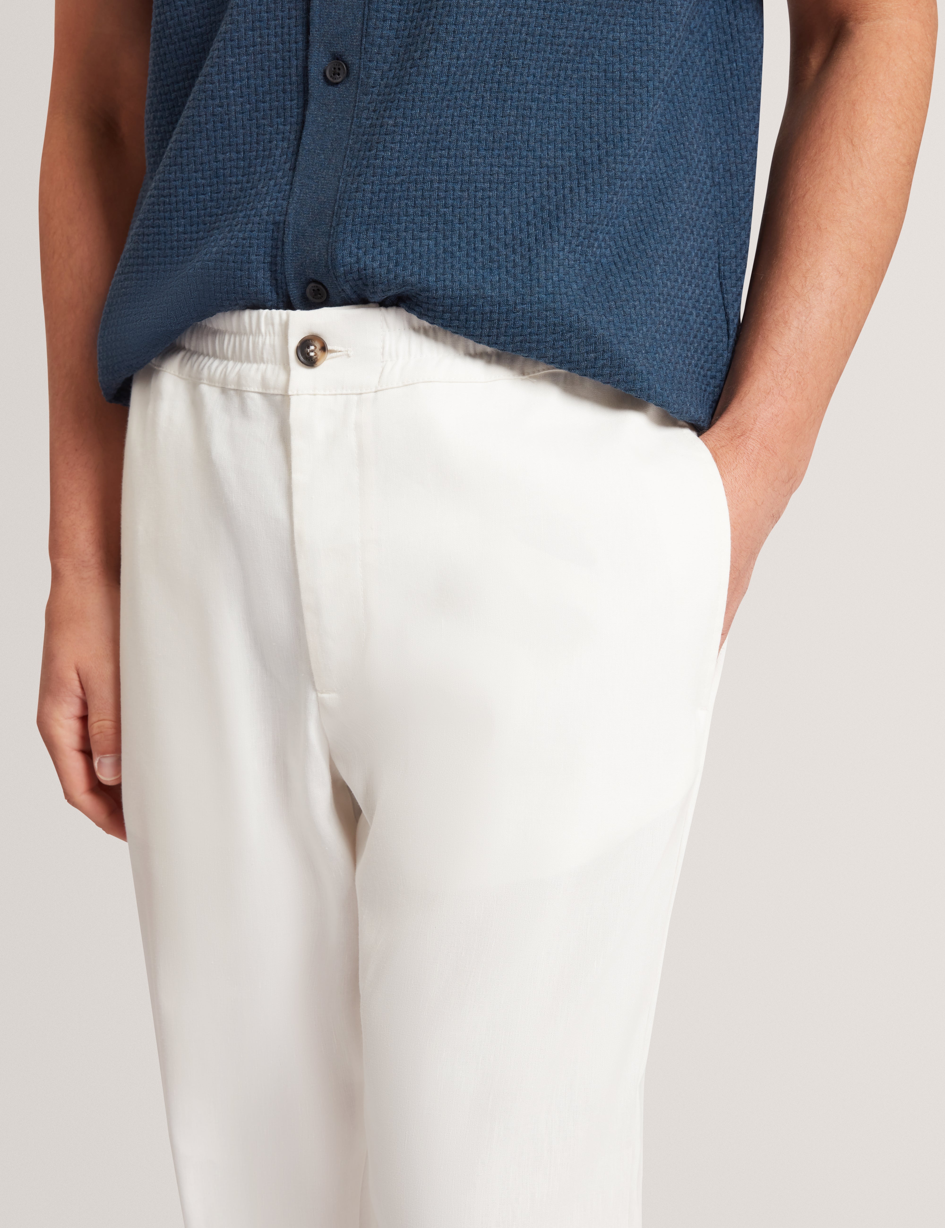 Culverr Relaxed Linen Blend Trouser White