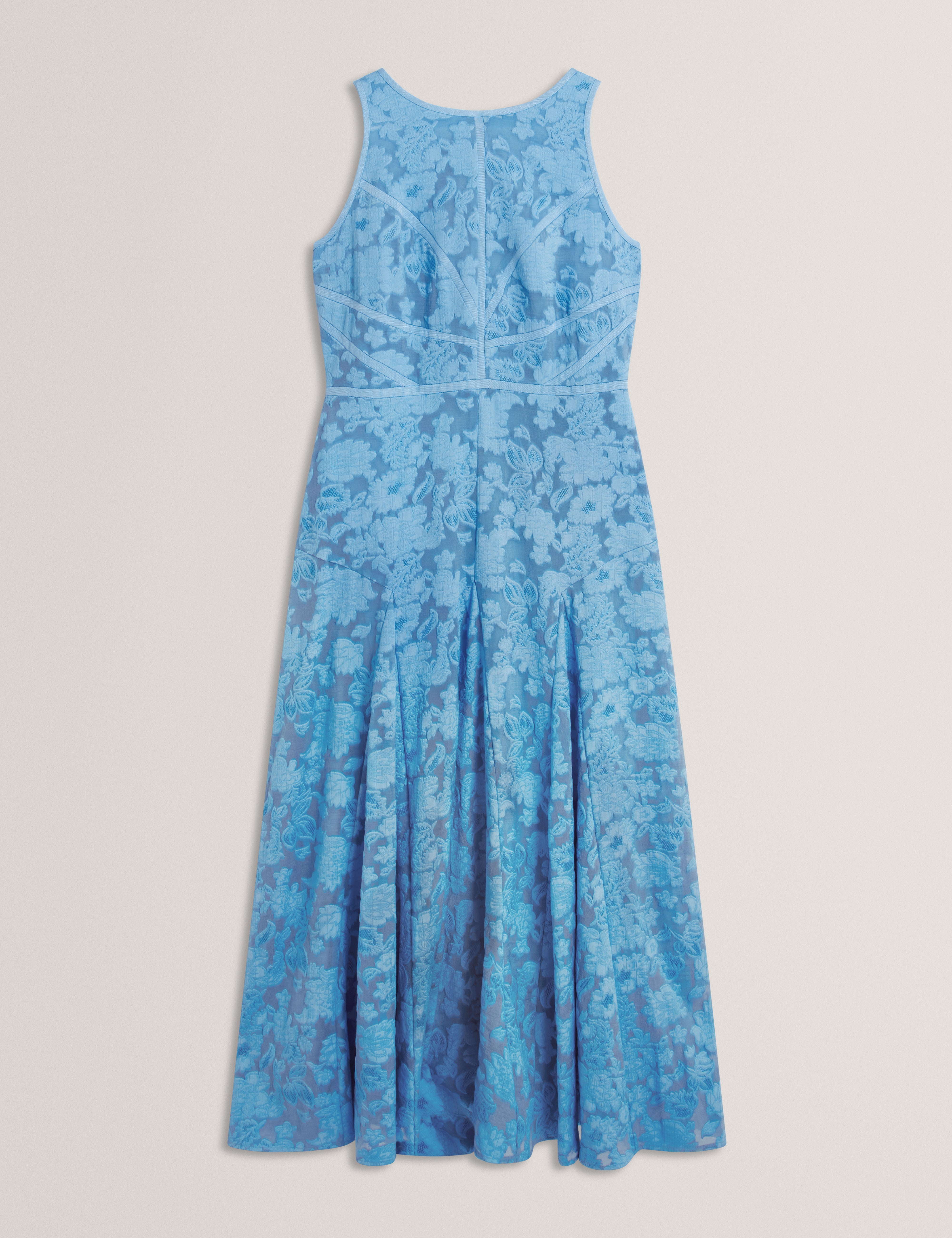 Leesaa Sleeveless Full Skirted Midi Dress Mid-Blue