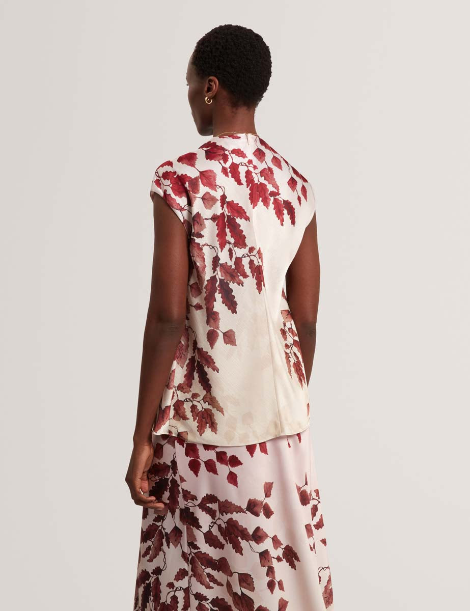 Nayala Printed Drape Neck Top Rosegd-Col