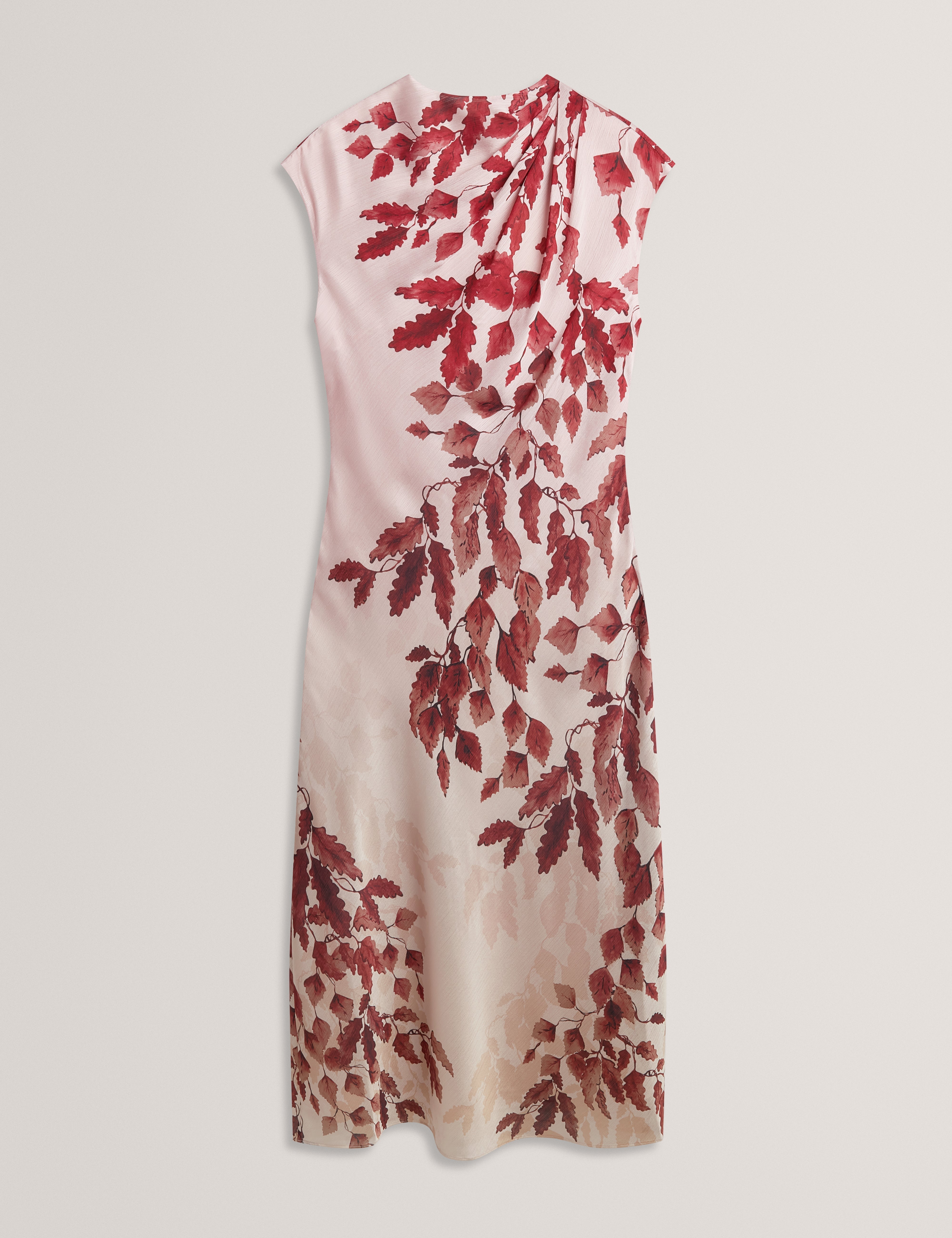 Jowra Printed Draped Neck Midi Dress Rosegd-Col