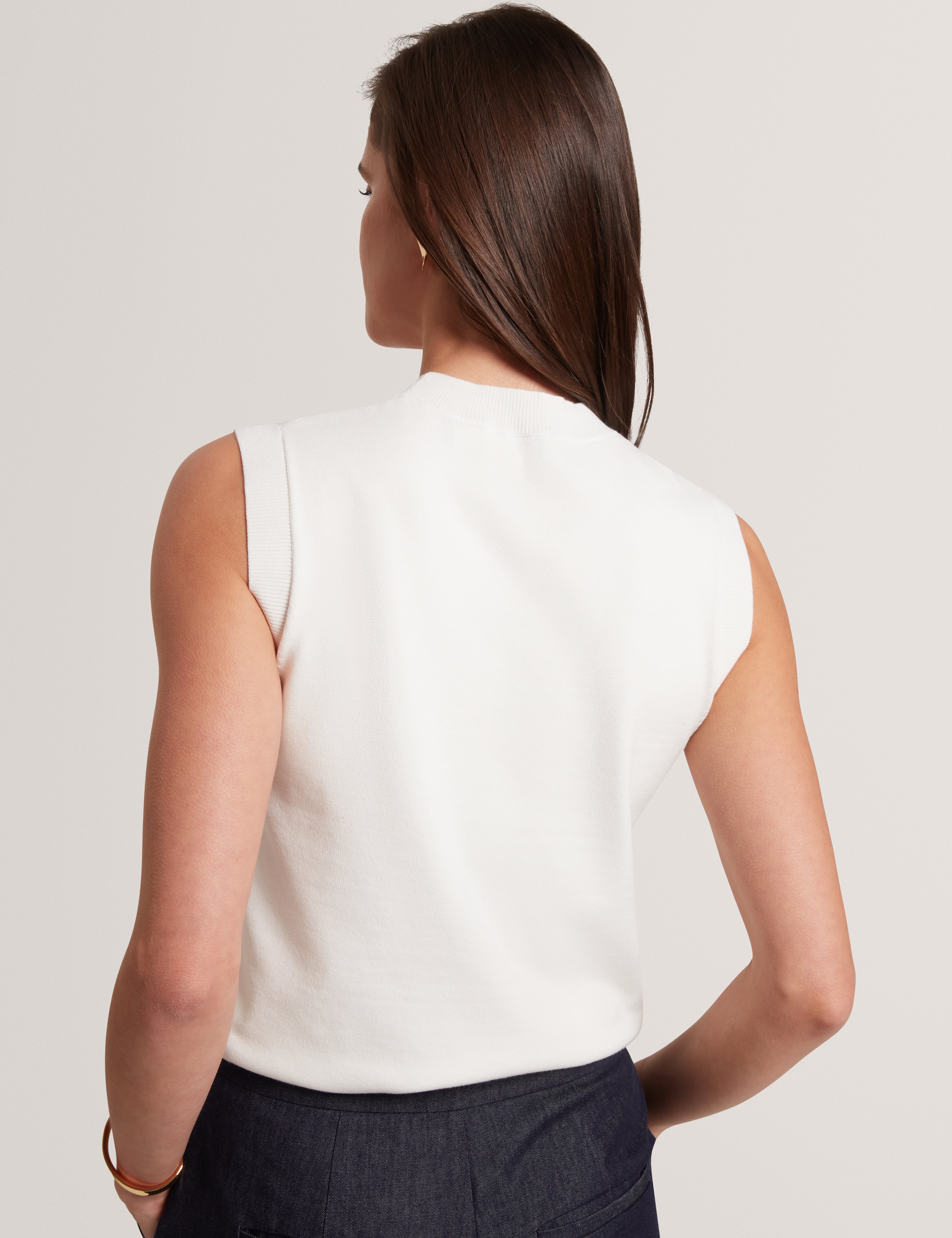 Nyeli Knitted Organza Applique Tank Ivory