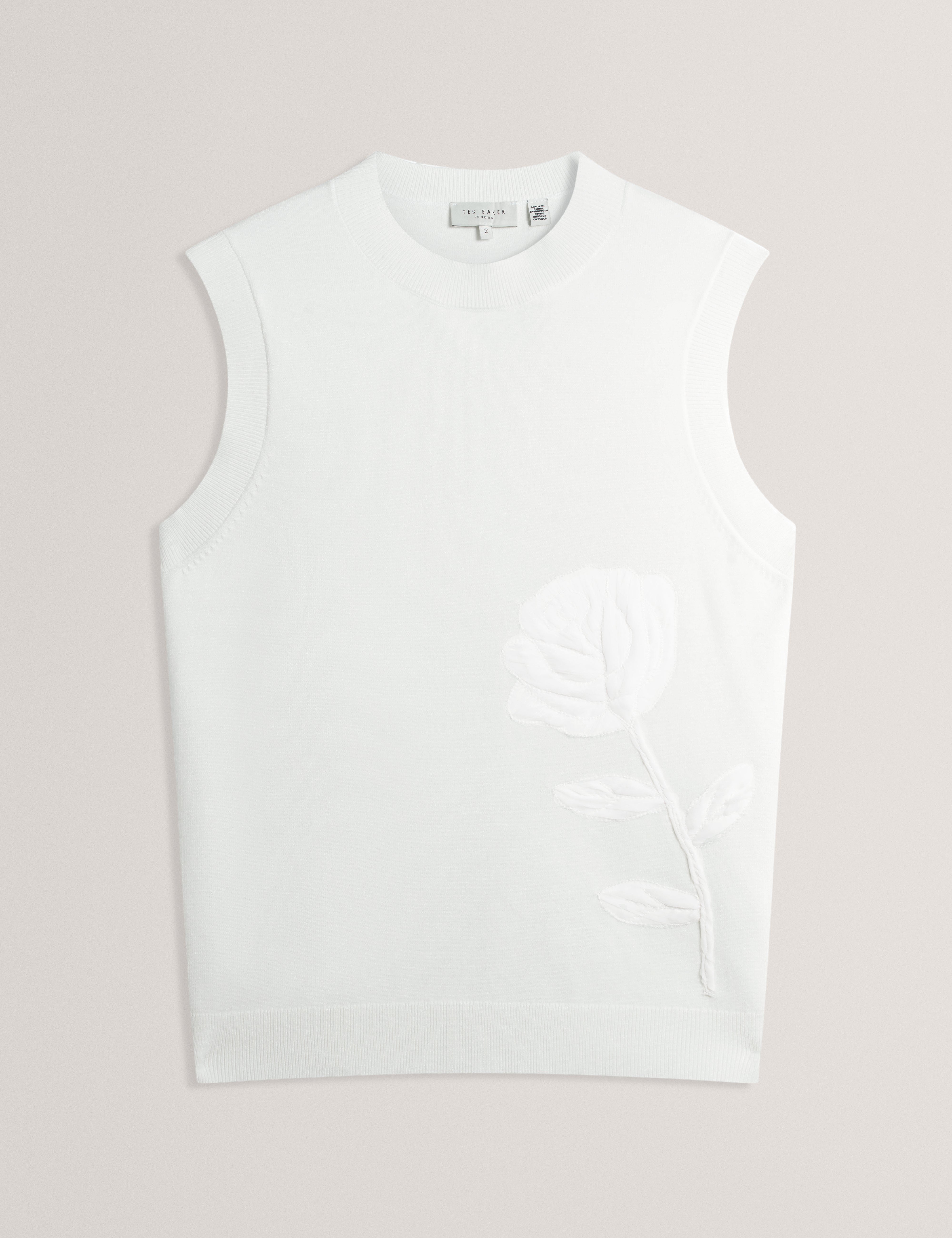 Nyeli Knitted Organza Applique Tank Ivory