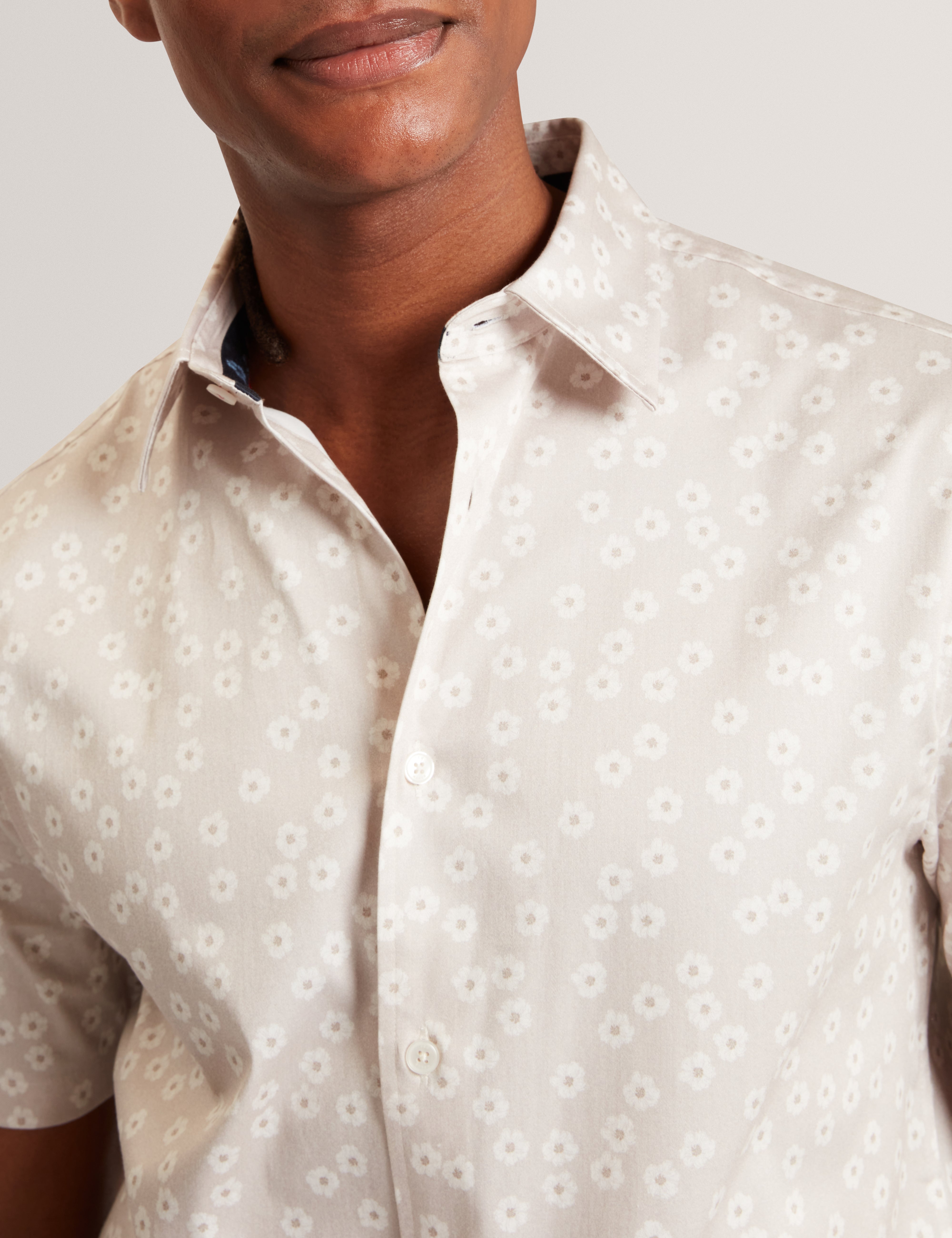 Afflek Ss Regular Floral Print Shirt Ecru