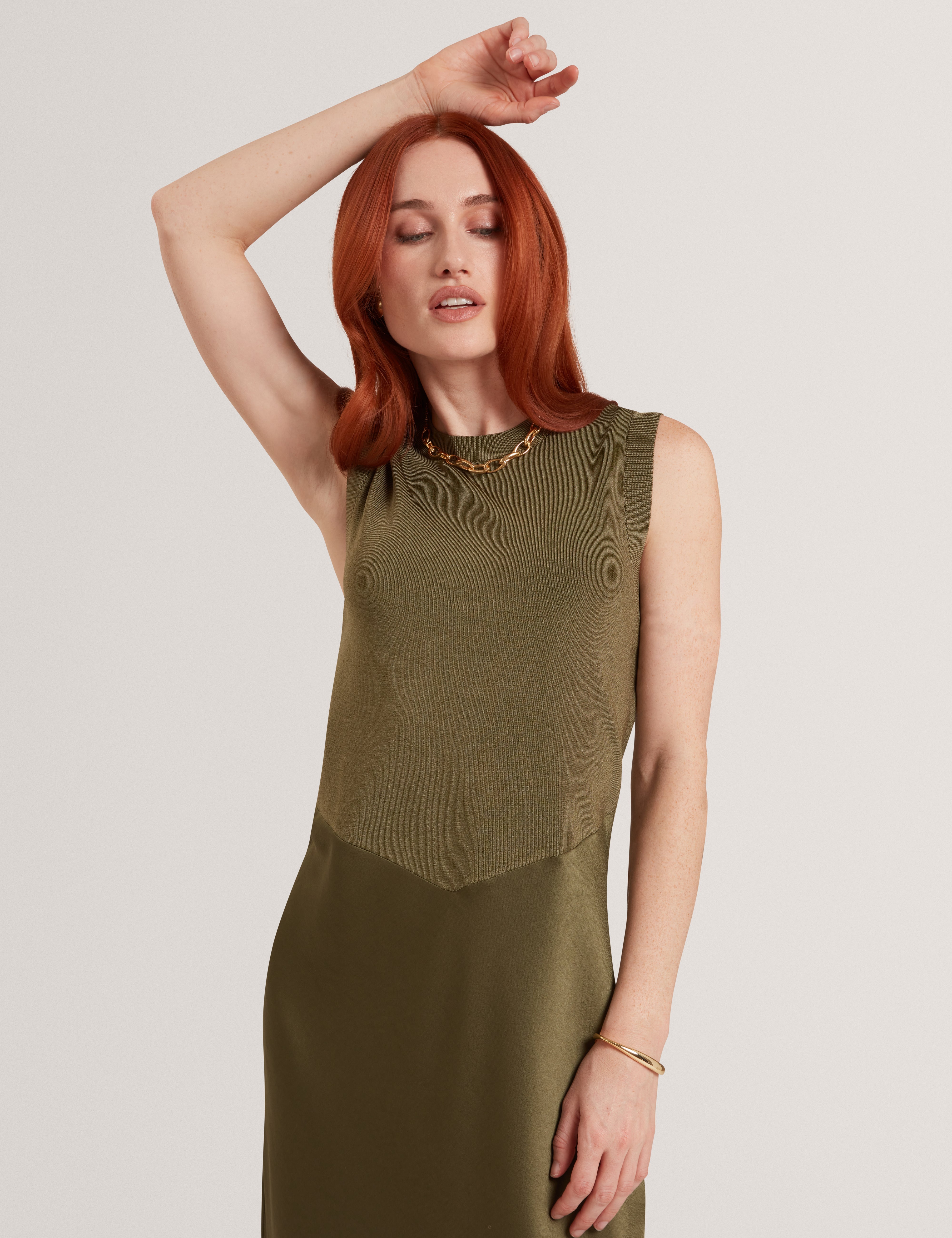 Blaaza Maxi Dress With Knitted Back Khaki