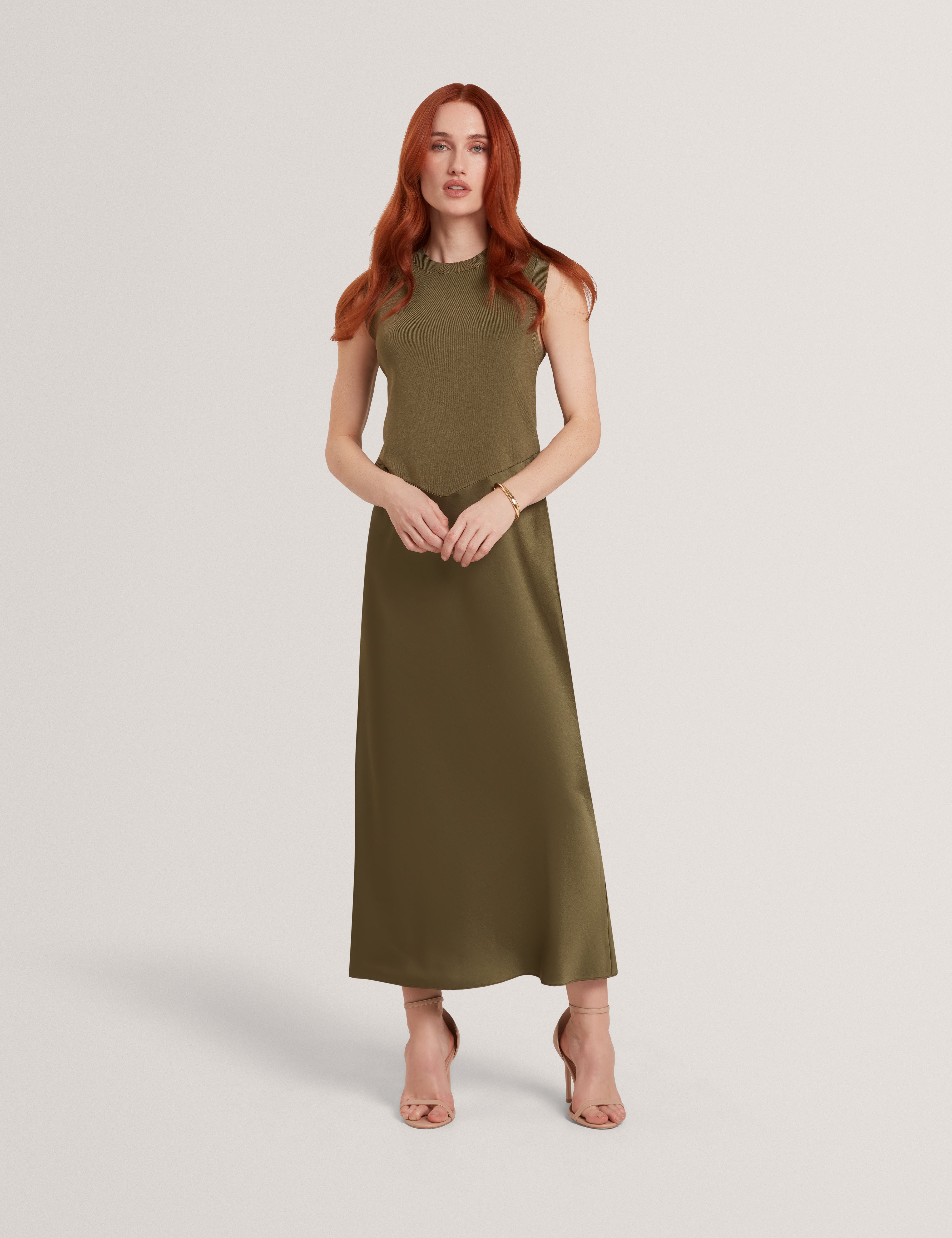 Blaaza Maxi Dress With Knitted Back Khaki