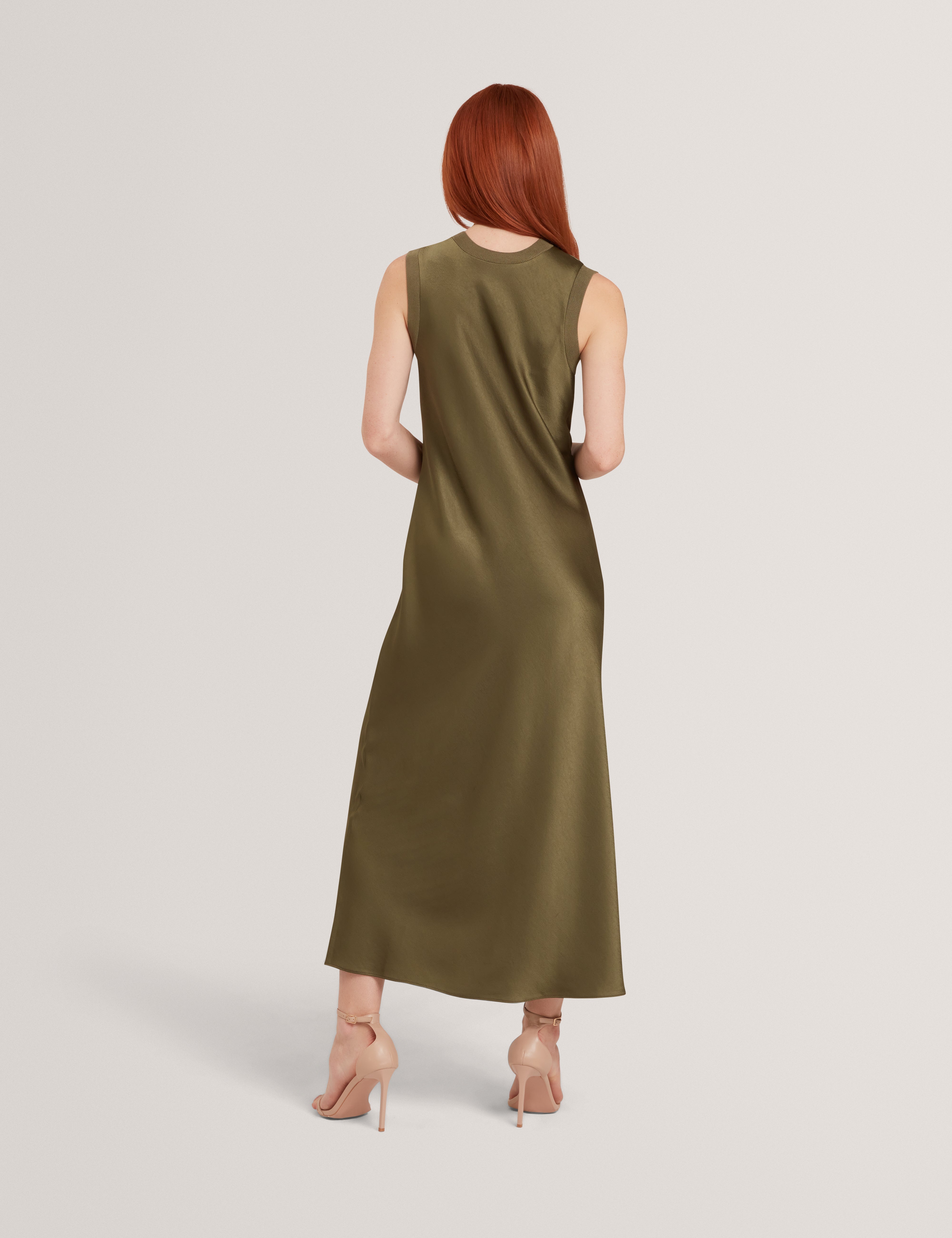 Blaaza Maxi Dress With Knitted Back Khaki