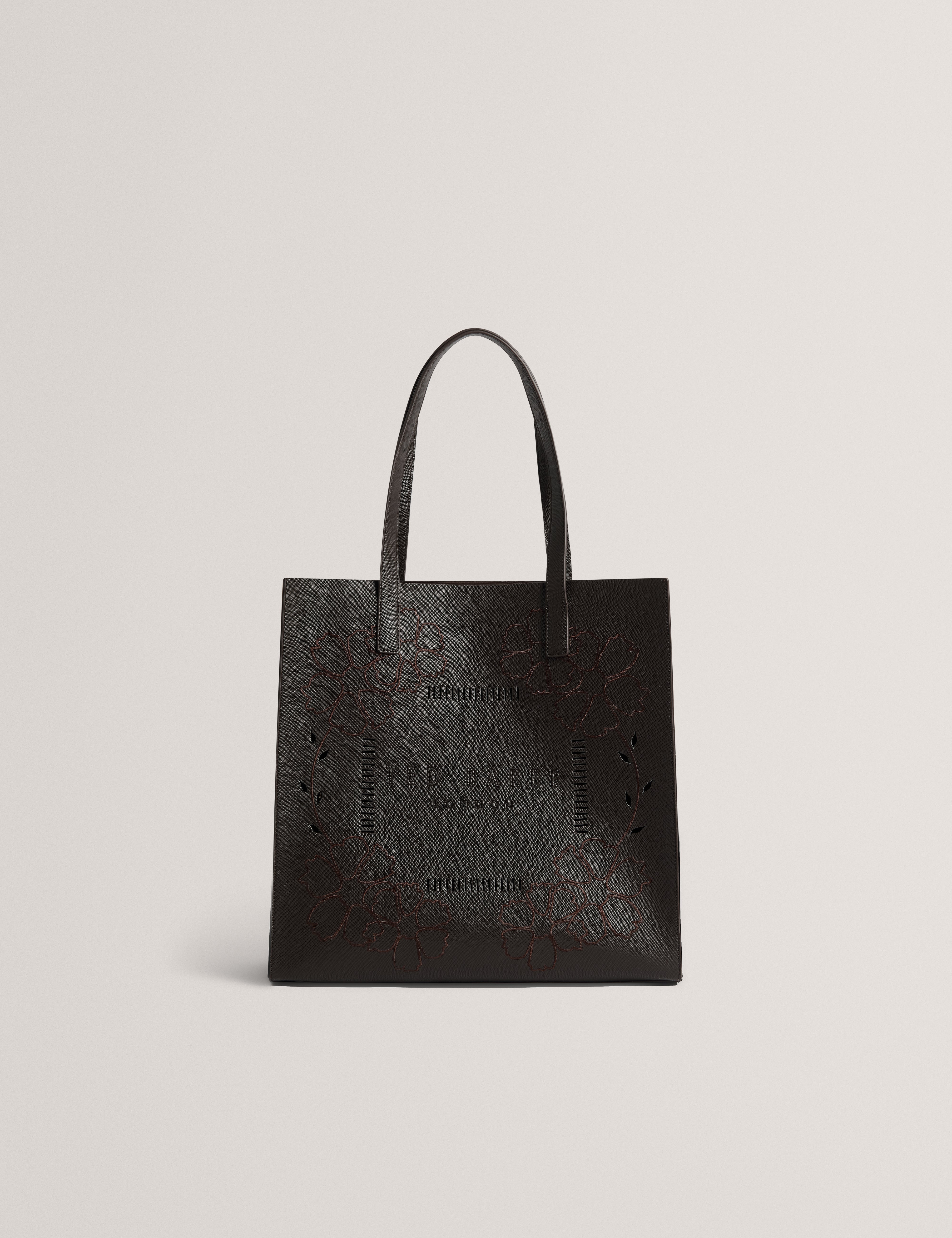Rowcon Embroidery Floral Large Icon Bag Brn-Choc