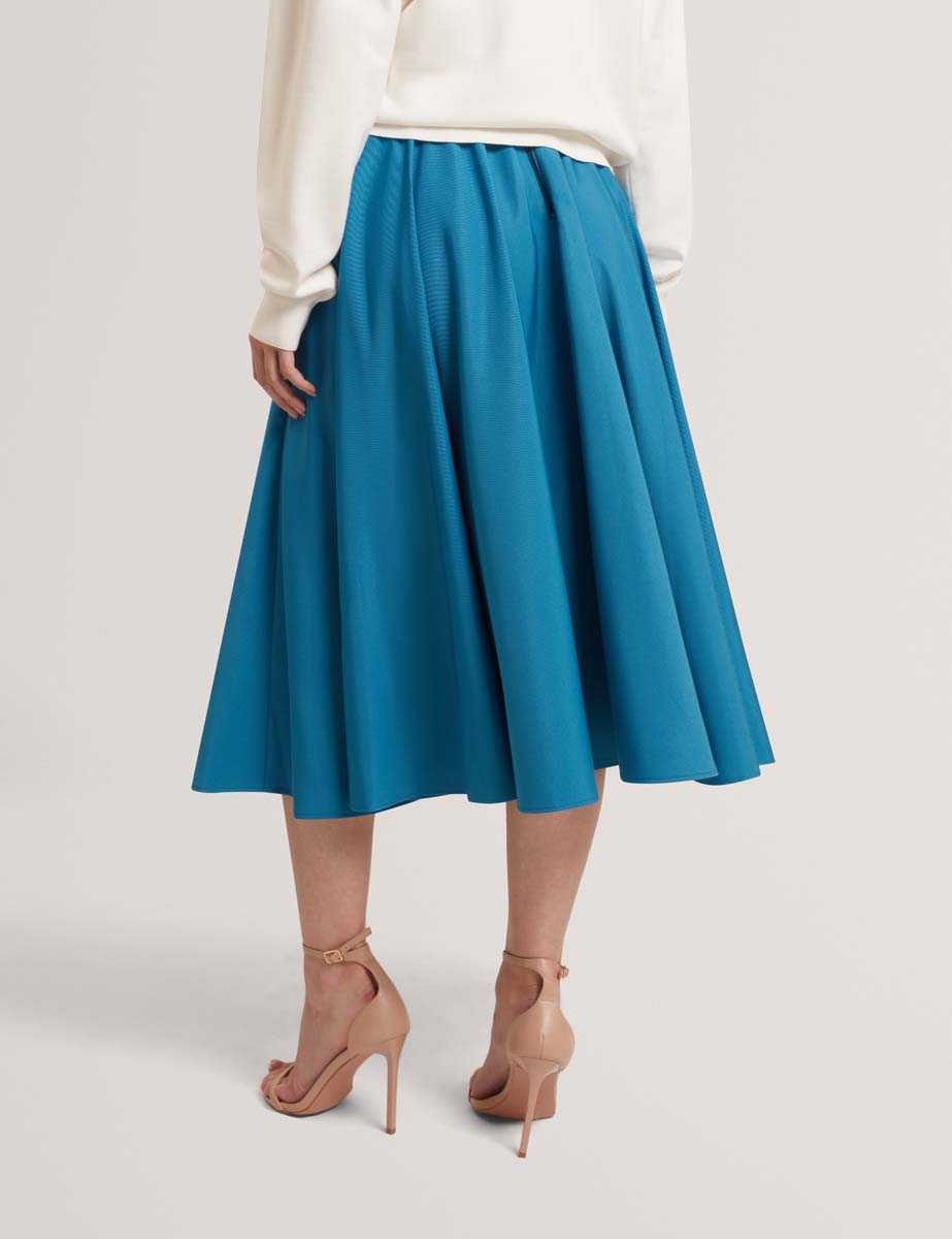 Movaa Ottoman Midi Skirt Teal-Blue