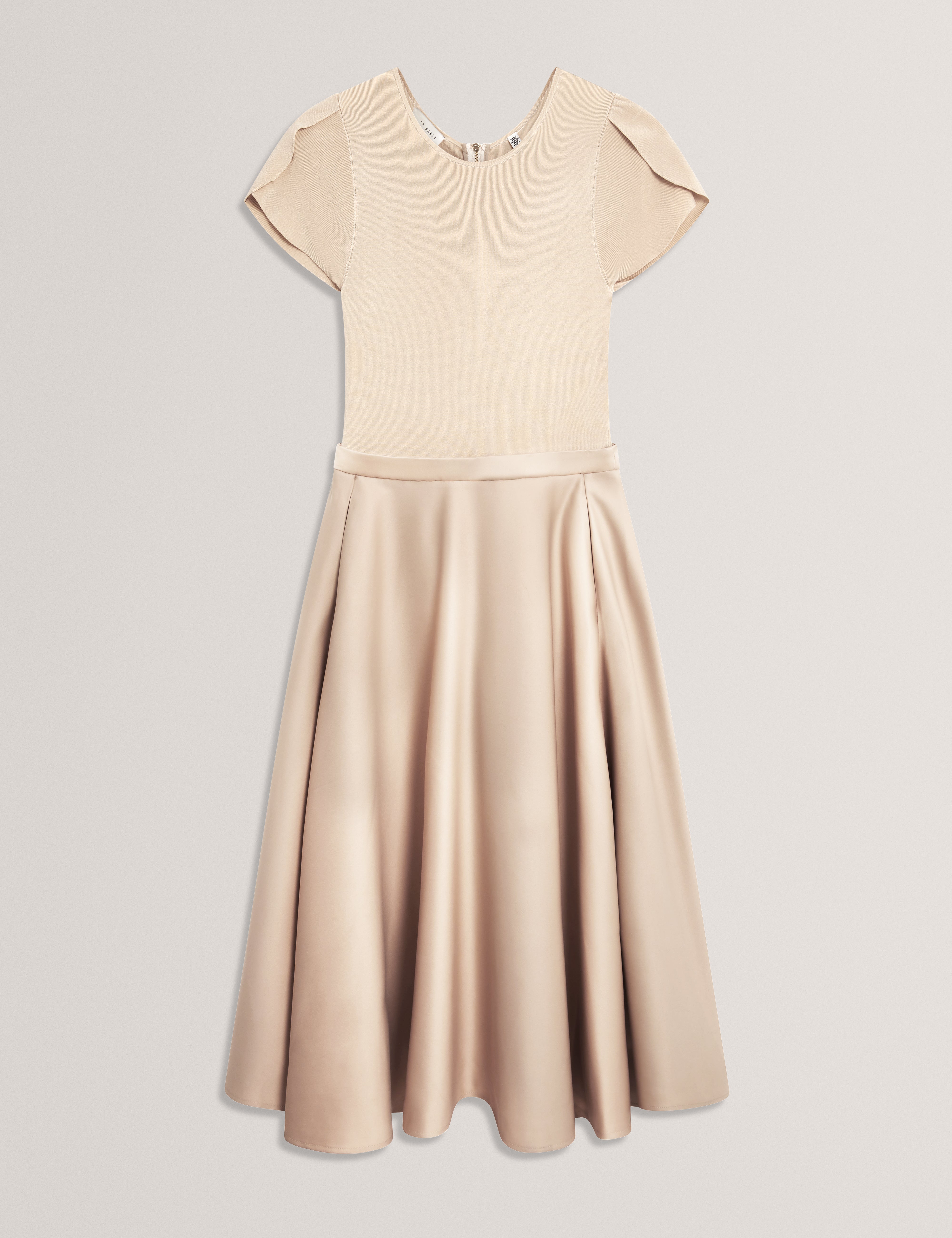 Calyne Tulip Sleeve Mockable Midi Dress Natural