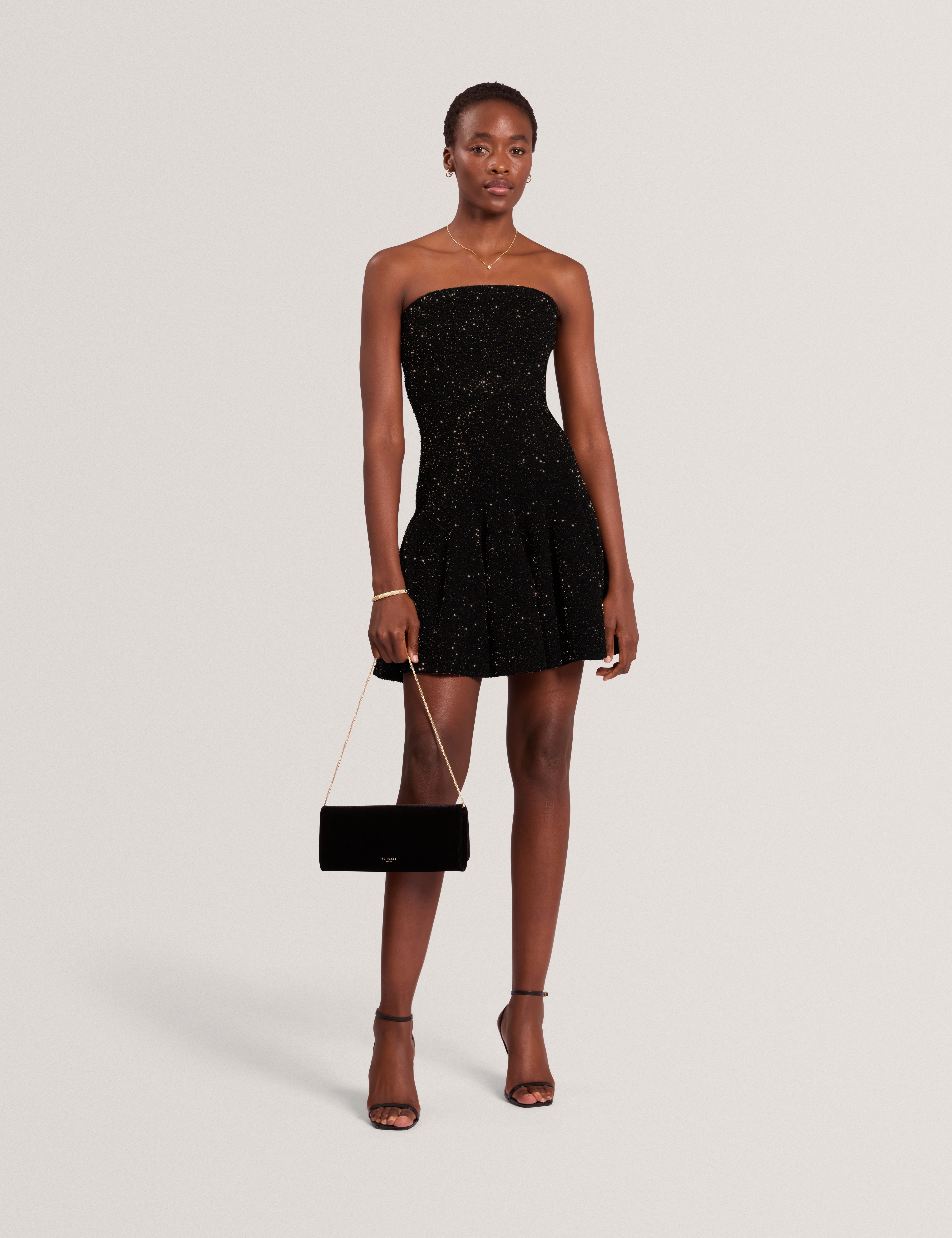 Naely Sequin Bandeau Mini Dress Black