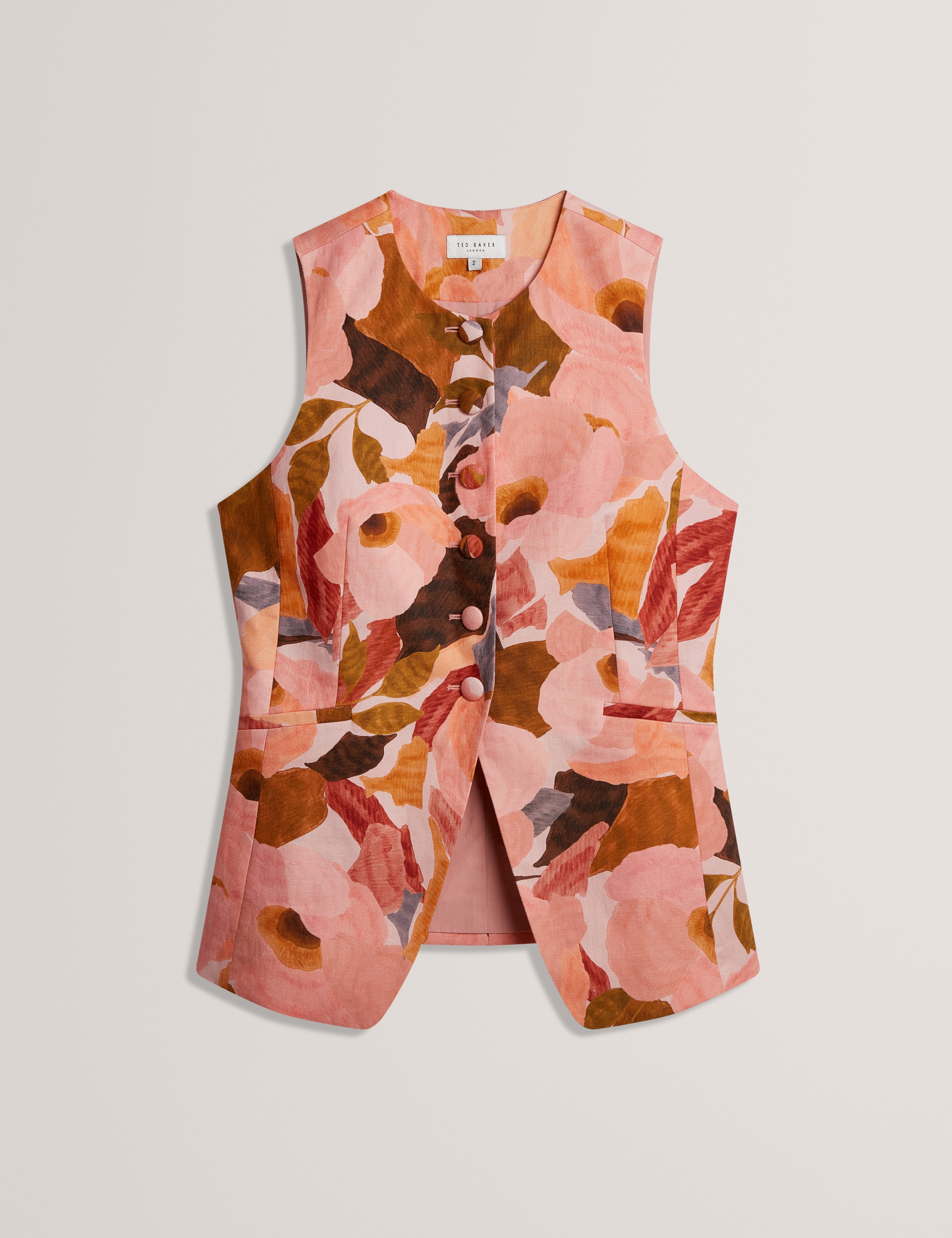 Narlla Printed Tailored Waistcoat Coral