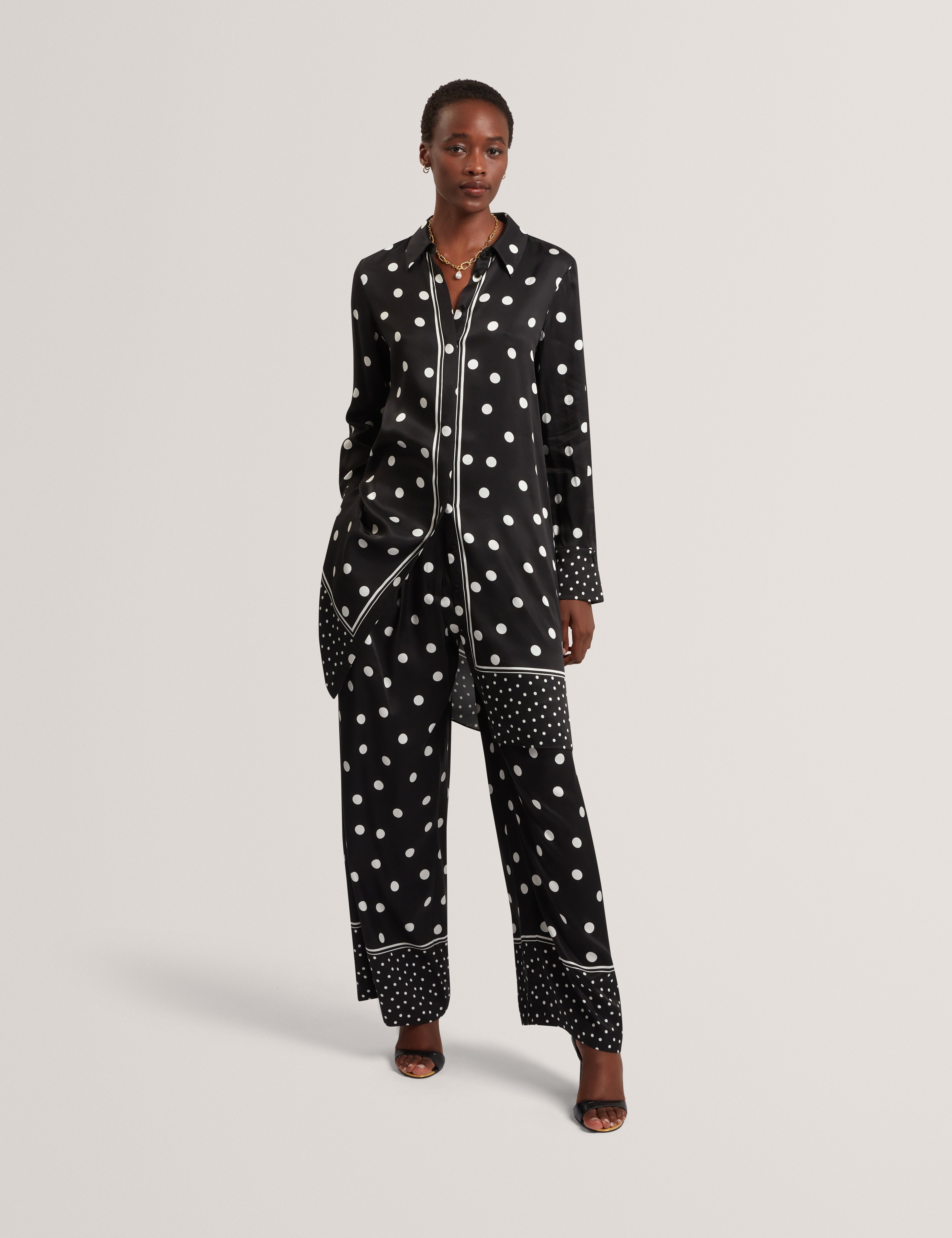 Adelzi Printed Longline Shirt Black