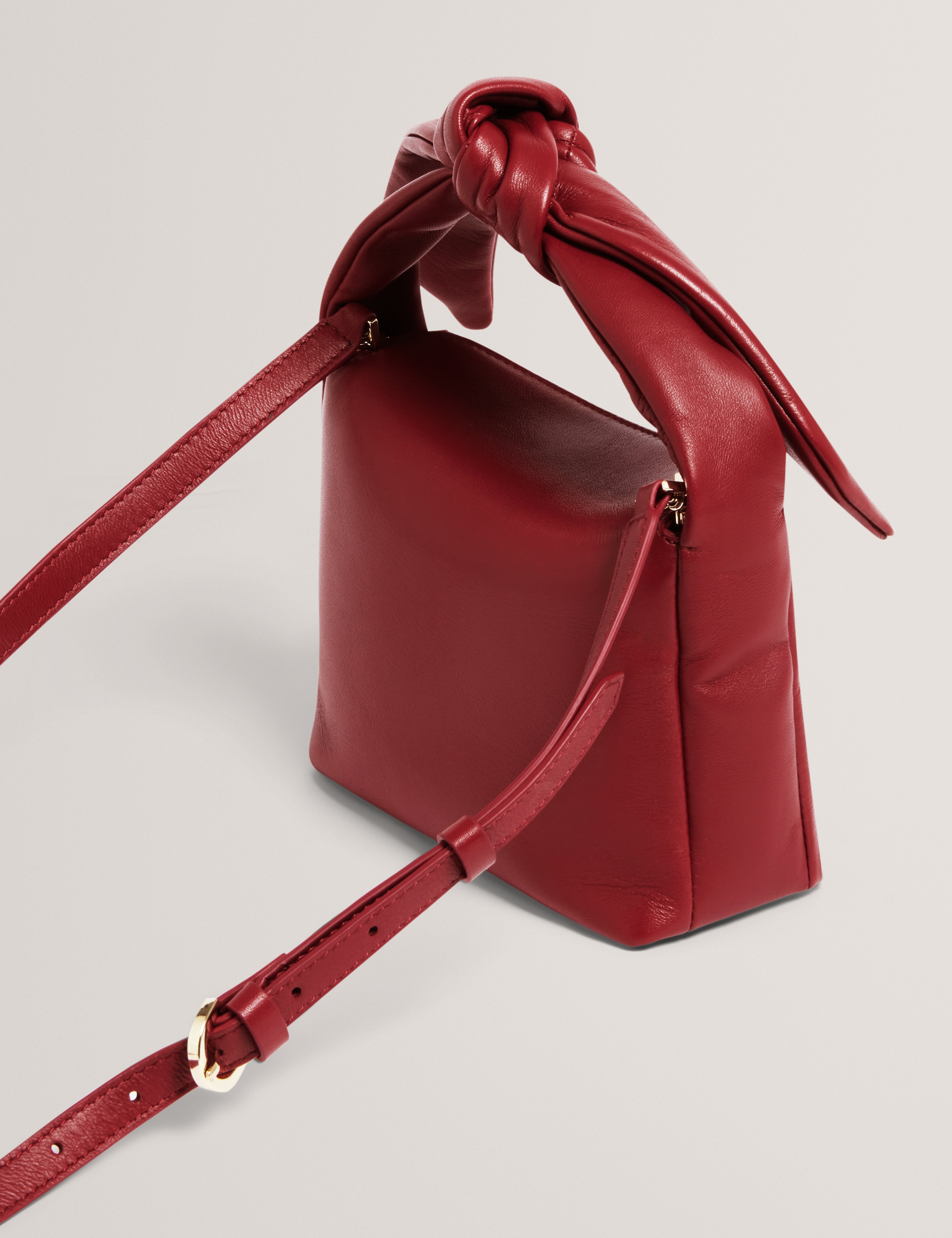 Niyal Soft Knot Bow Leather Xbody Bag Dk-Red
