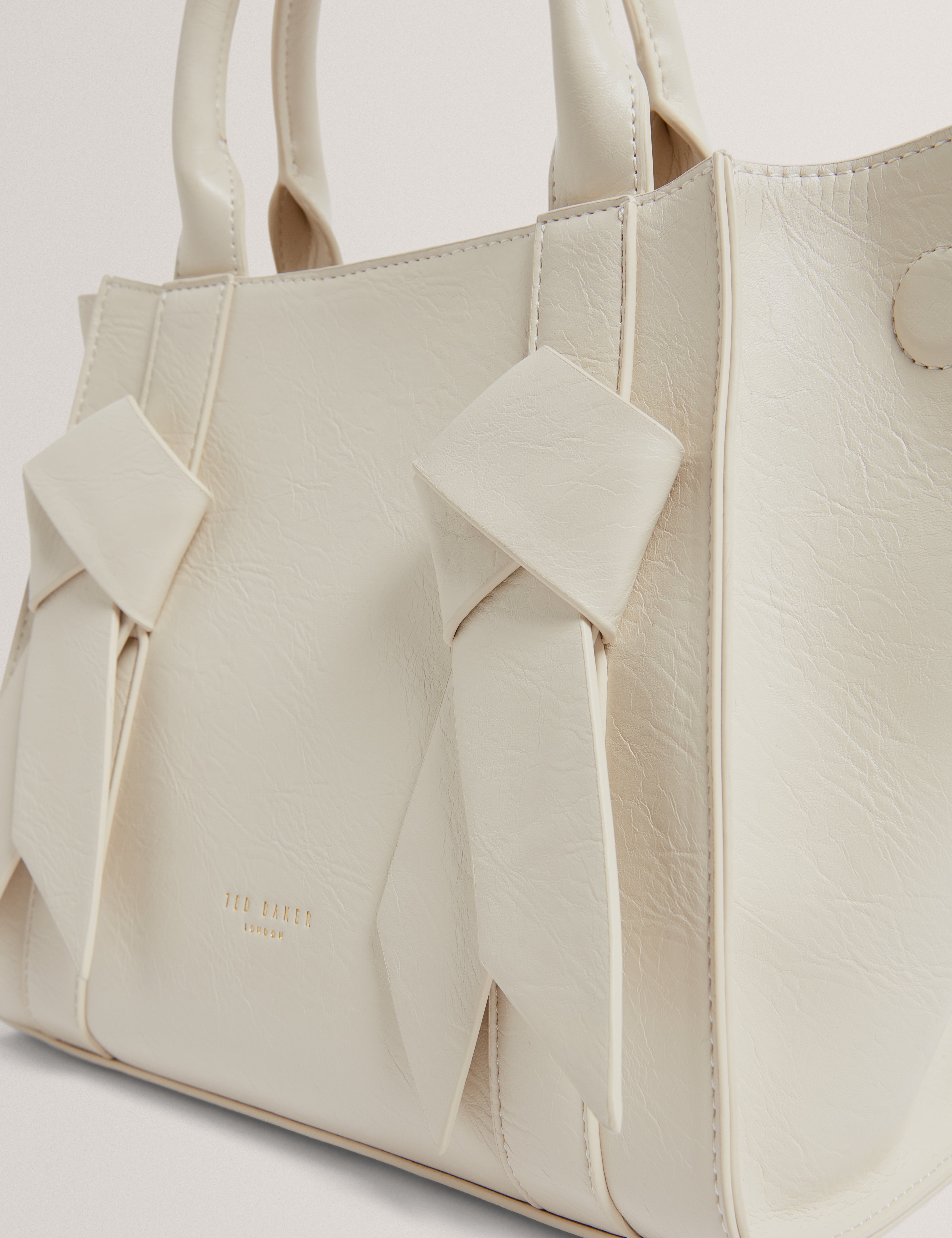 Saniee Knot Bow Medium Tote Bag Ivory