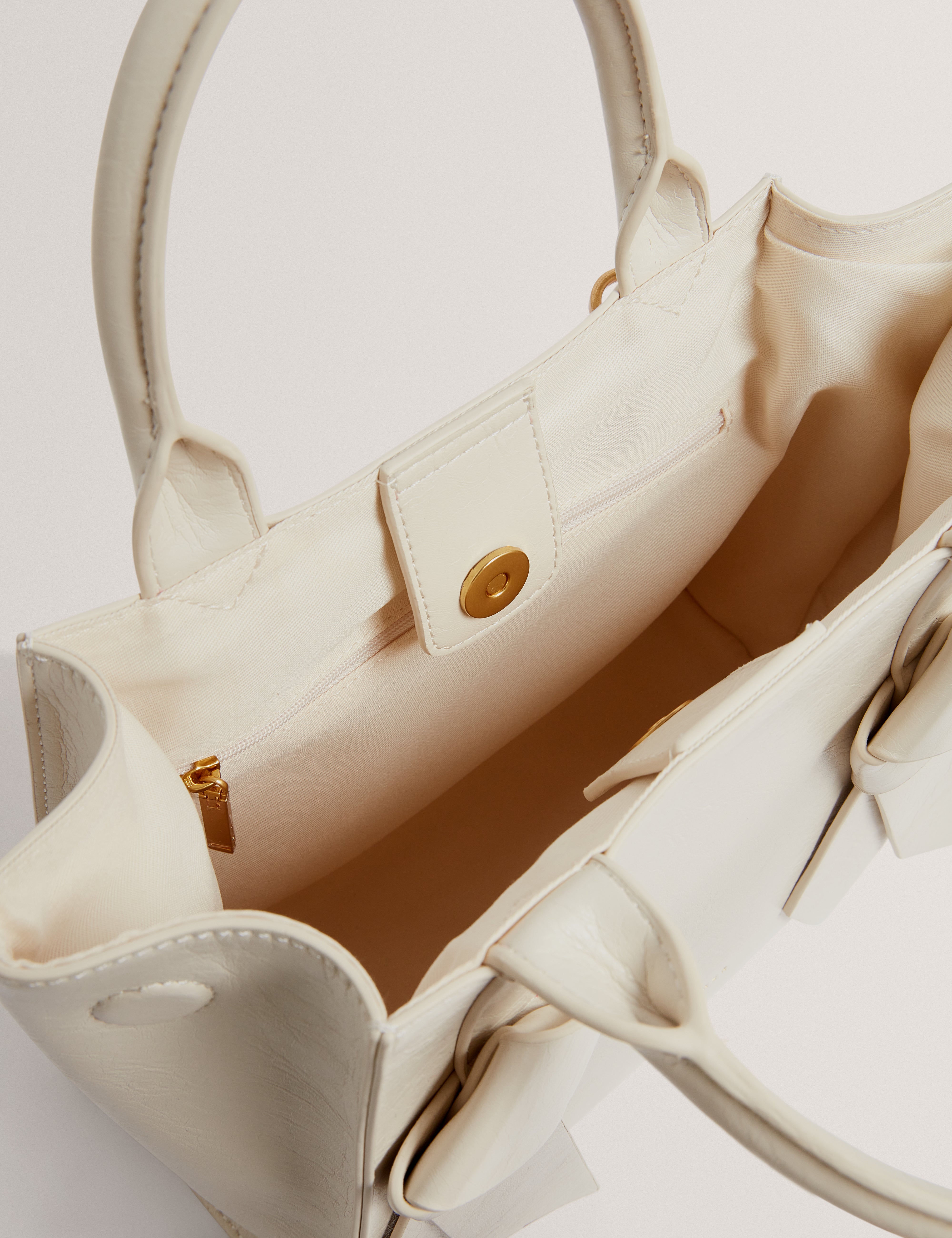 Saniee Knot Bow Medium Tote Bag Ivory