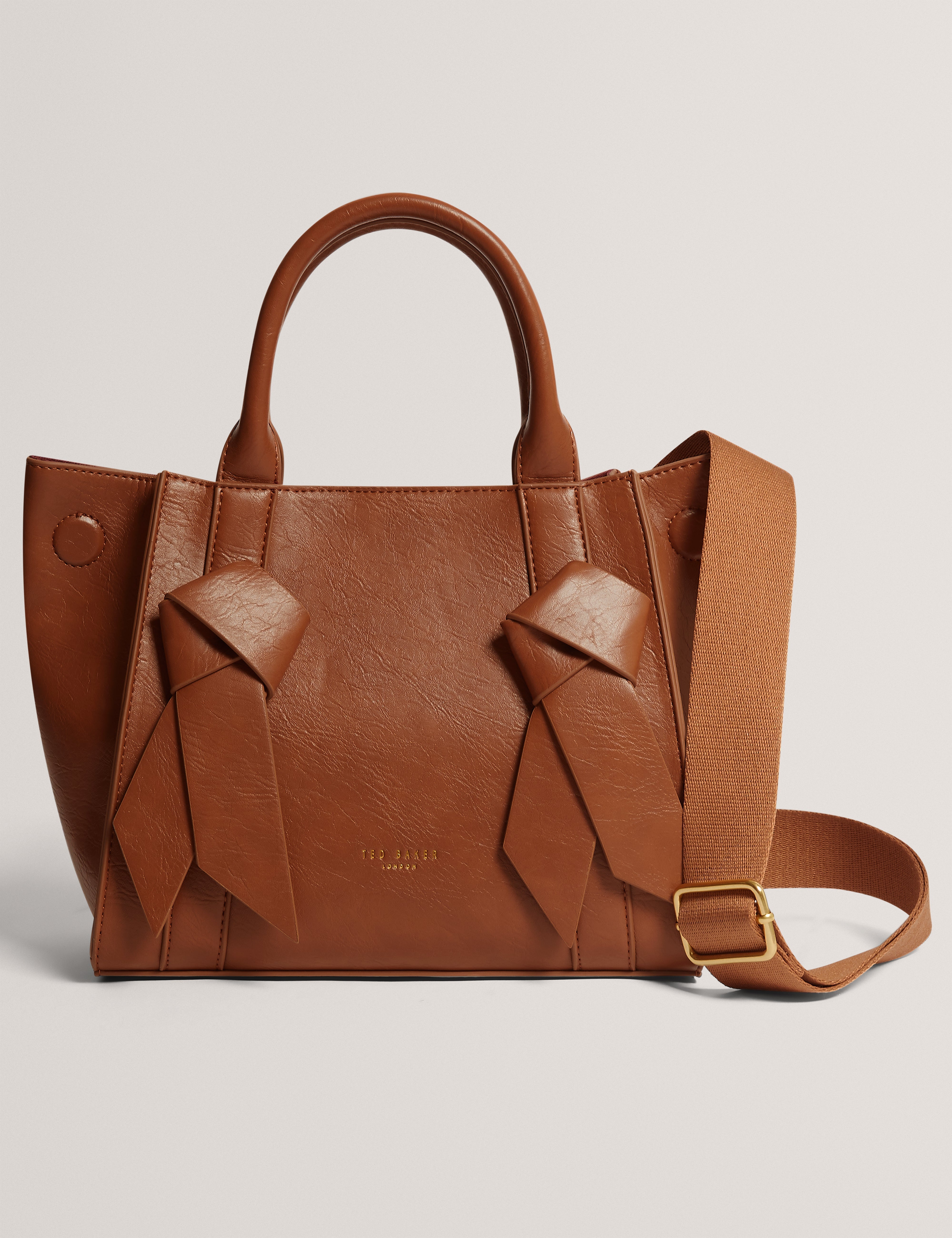 Saniee Knot Bow Medium Tote Bag Tan