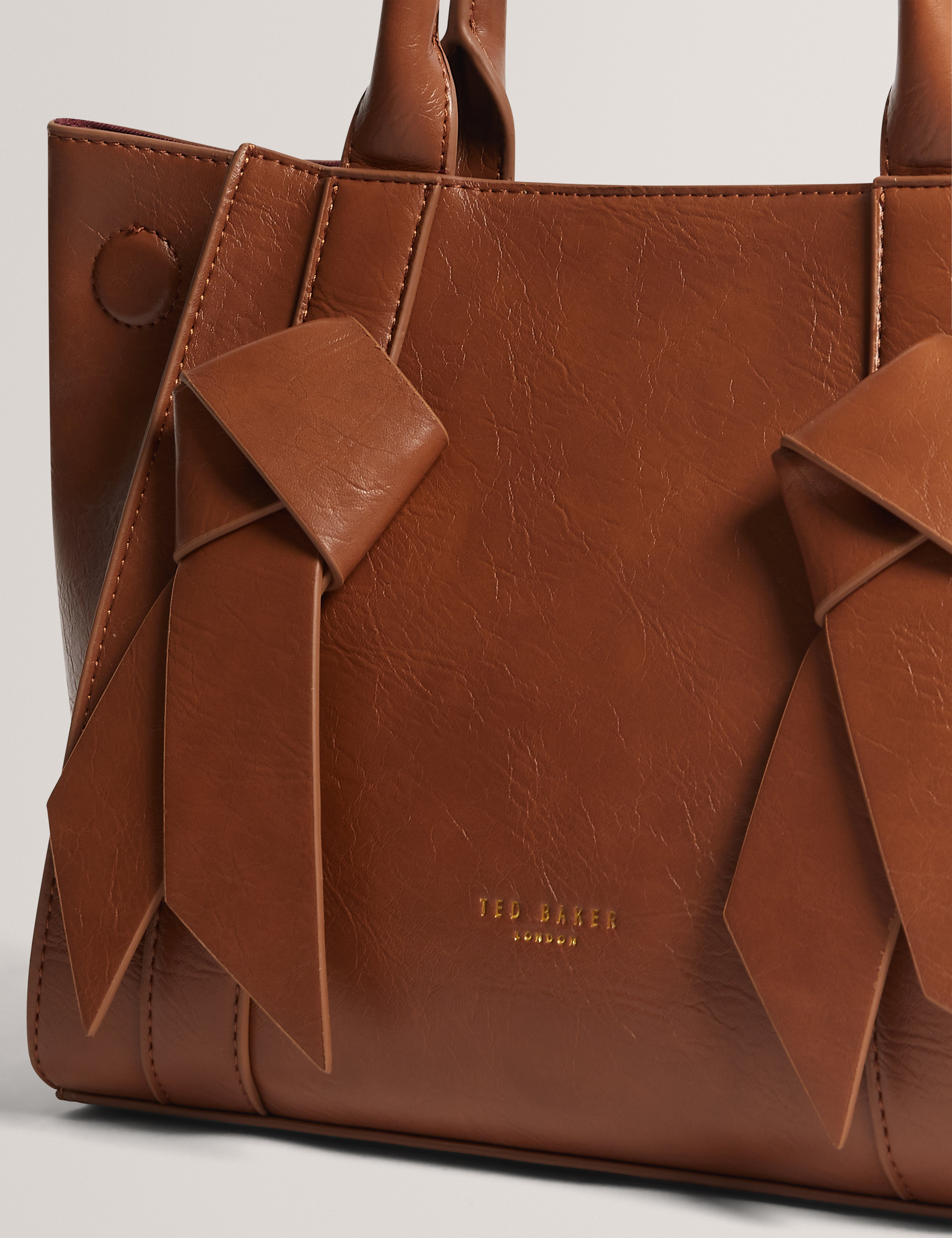 Saniee Knot Bow Medium Tote Bag Tan