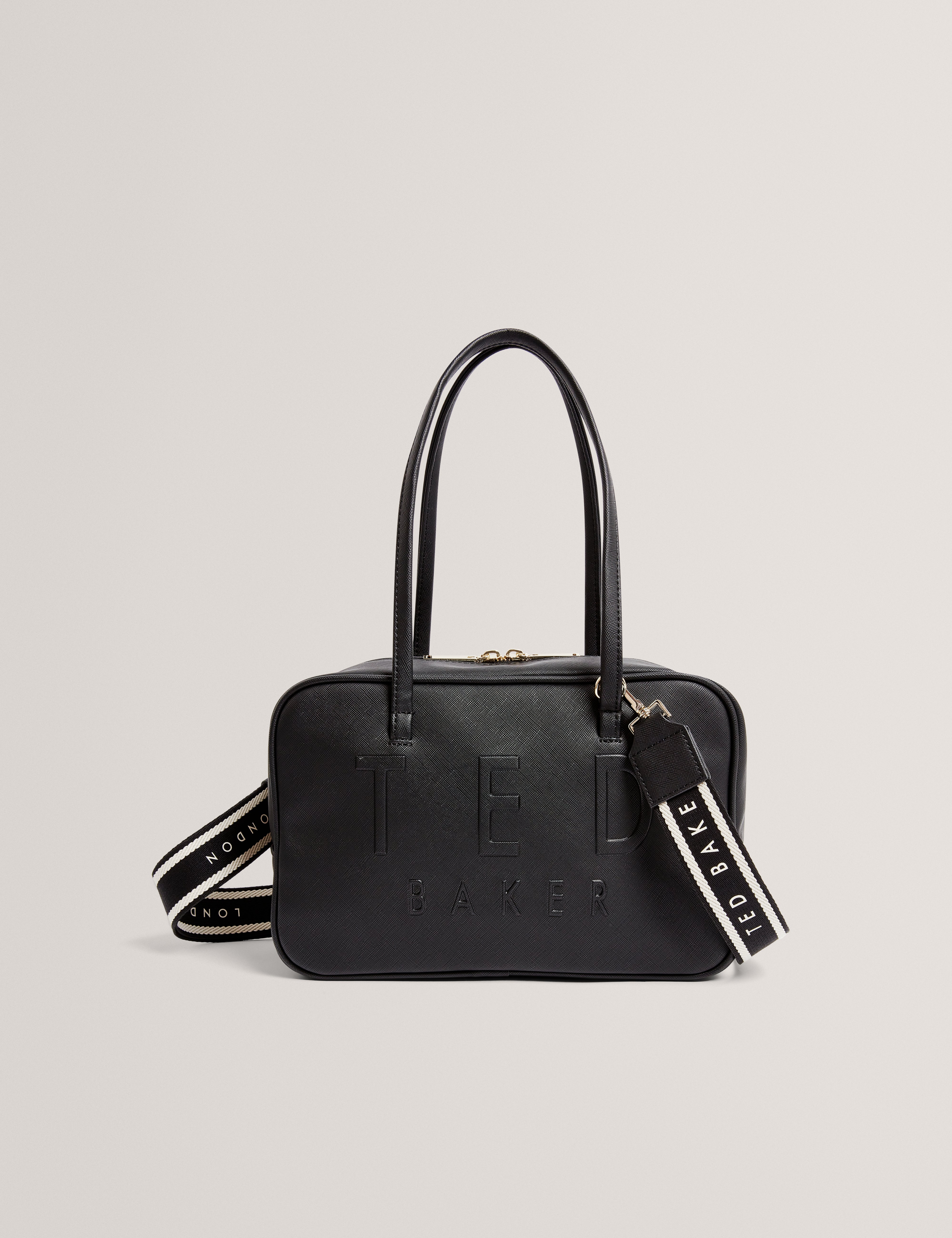 Launia Webbing Detail Non Leather Shoulder Bag Black