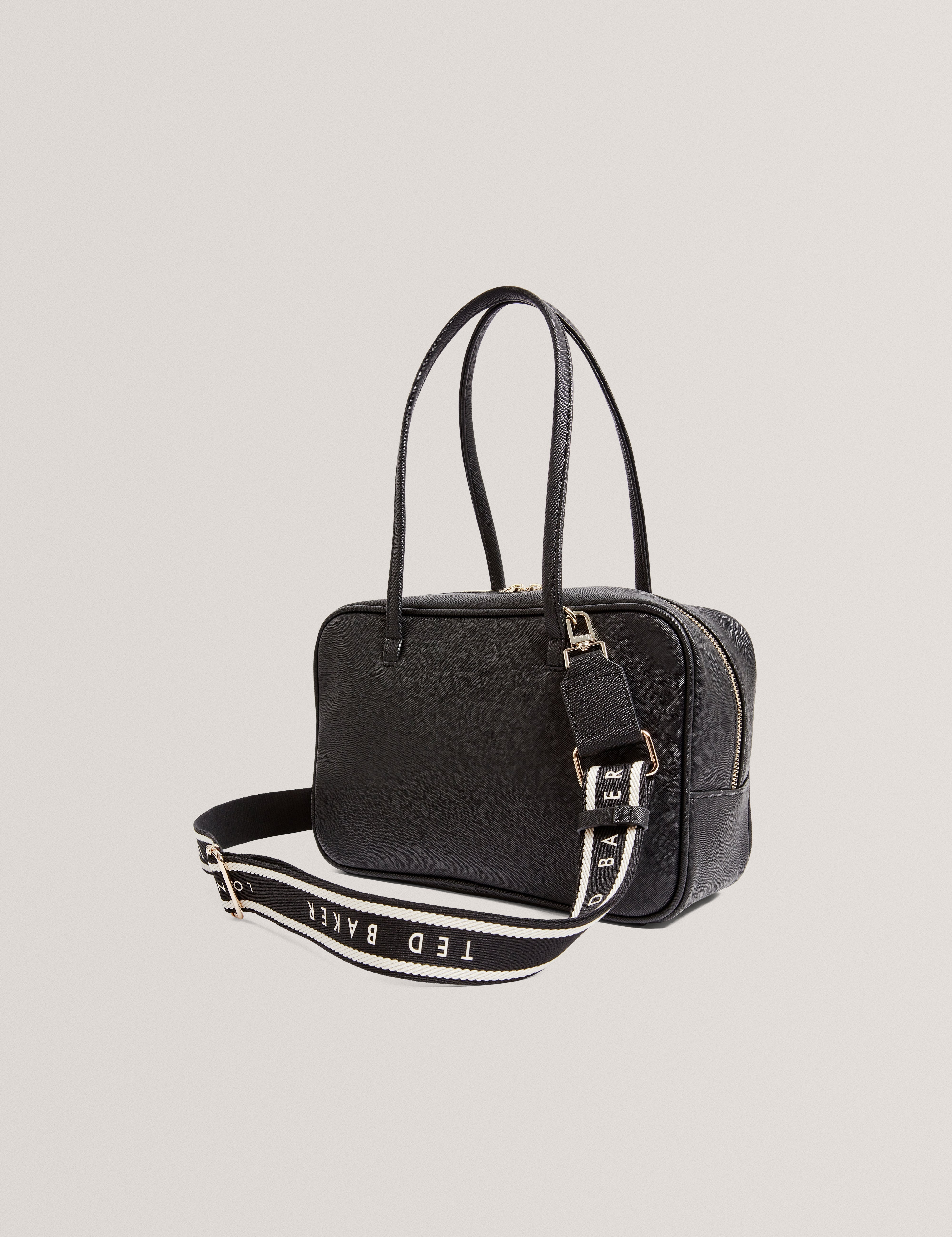Launia Webbing Detail Non Leather Shoulder Bag Black