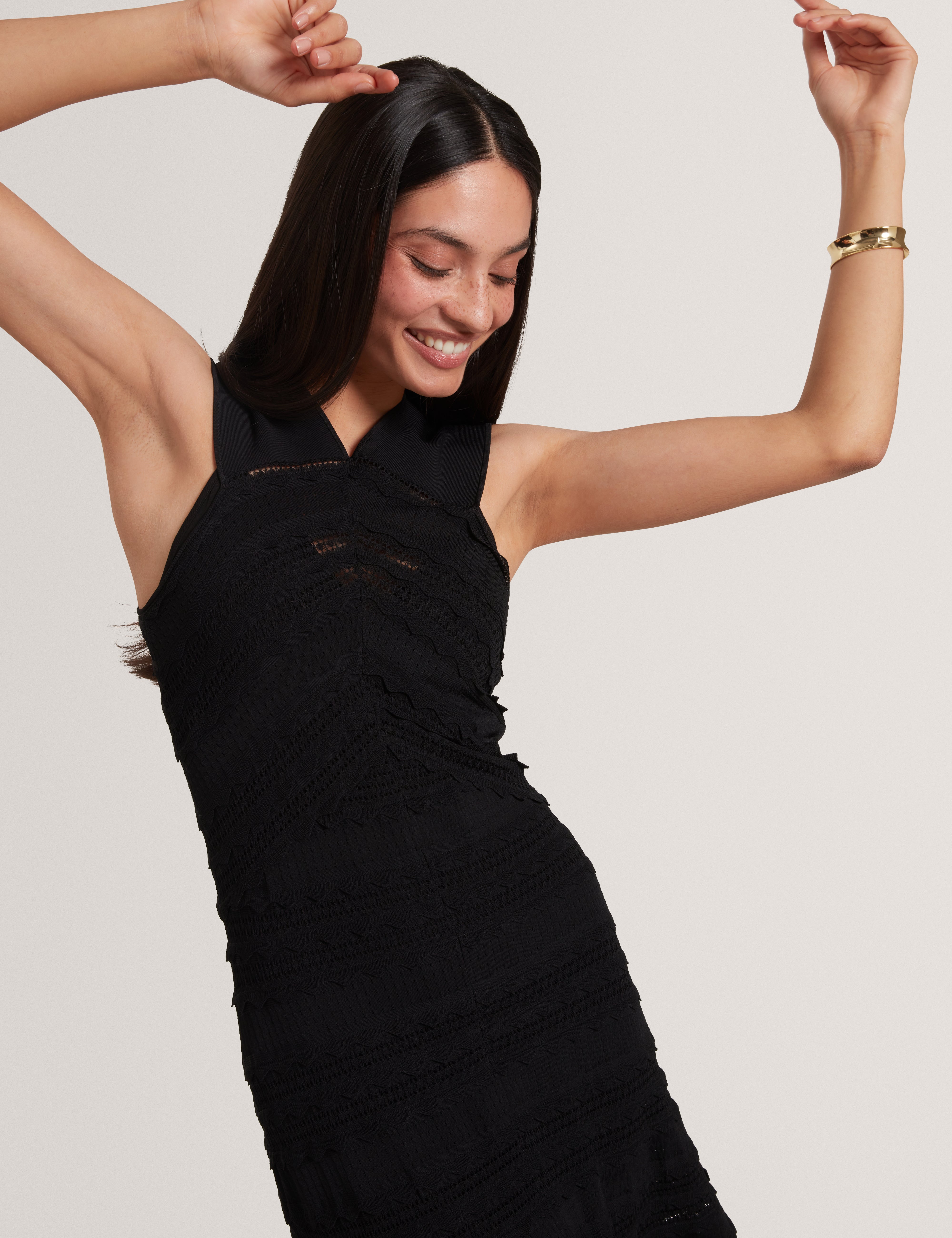 Soleane Halter Neck Knitted Midi Dress Black