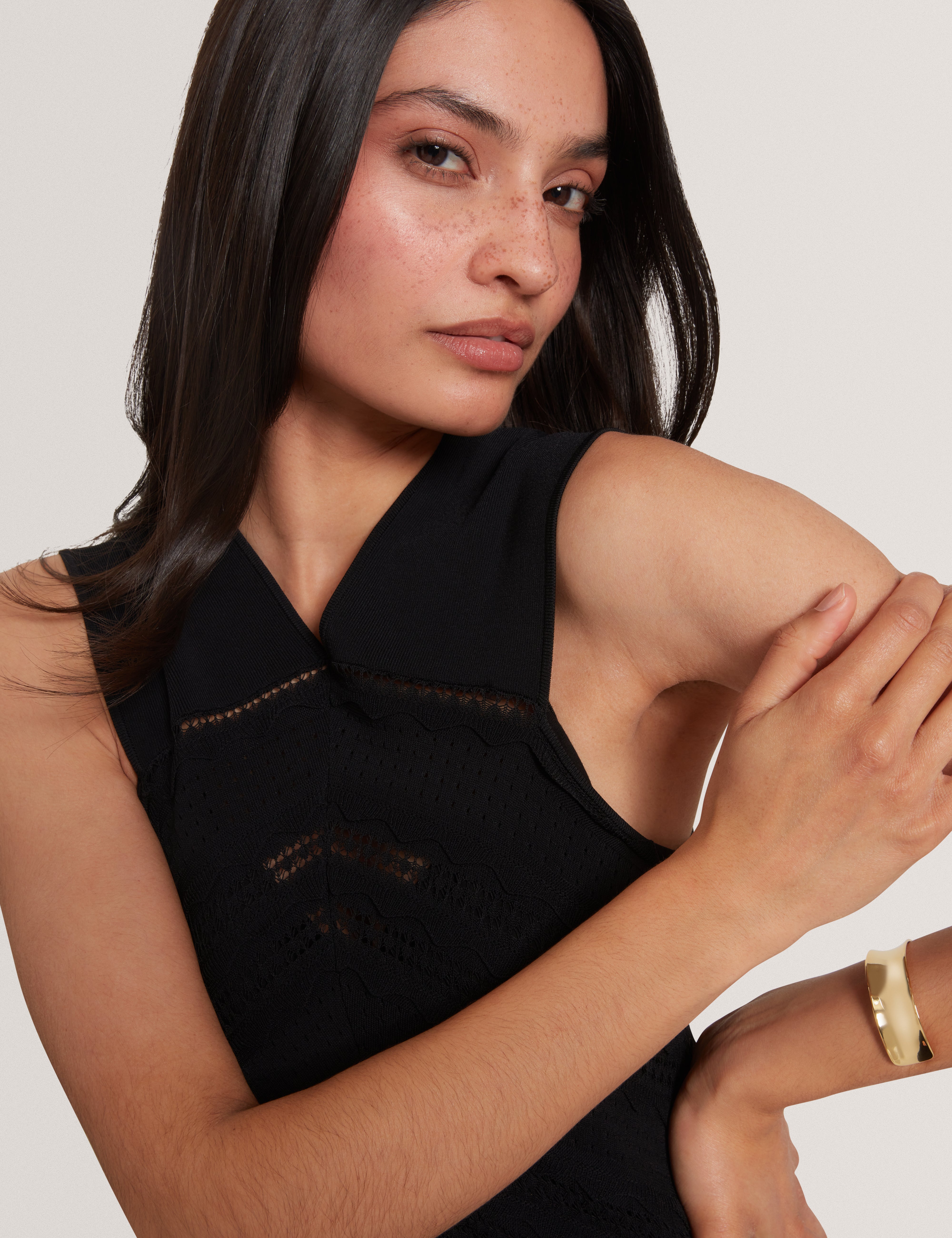 Soleane Halter Neck Knitted Midi Dress Black