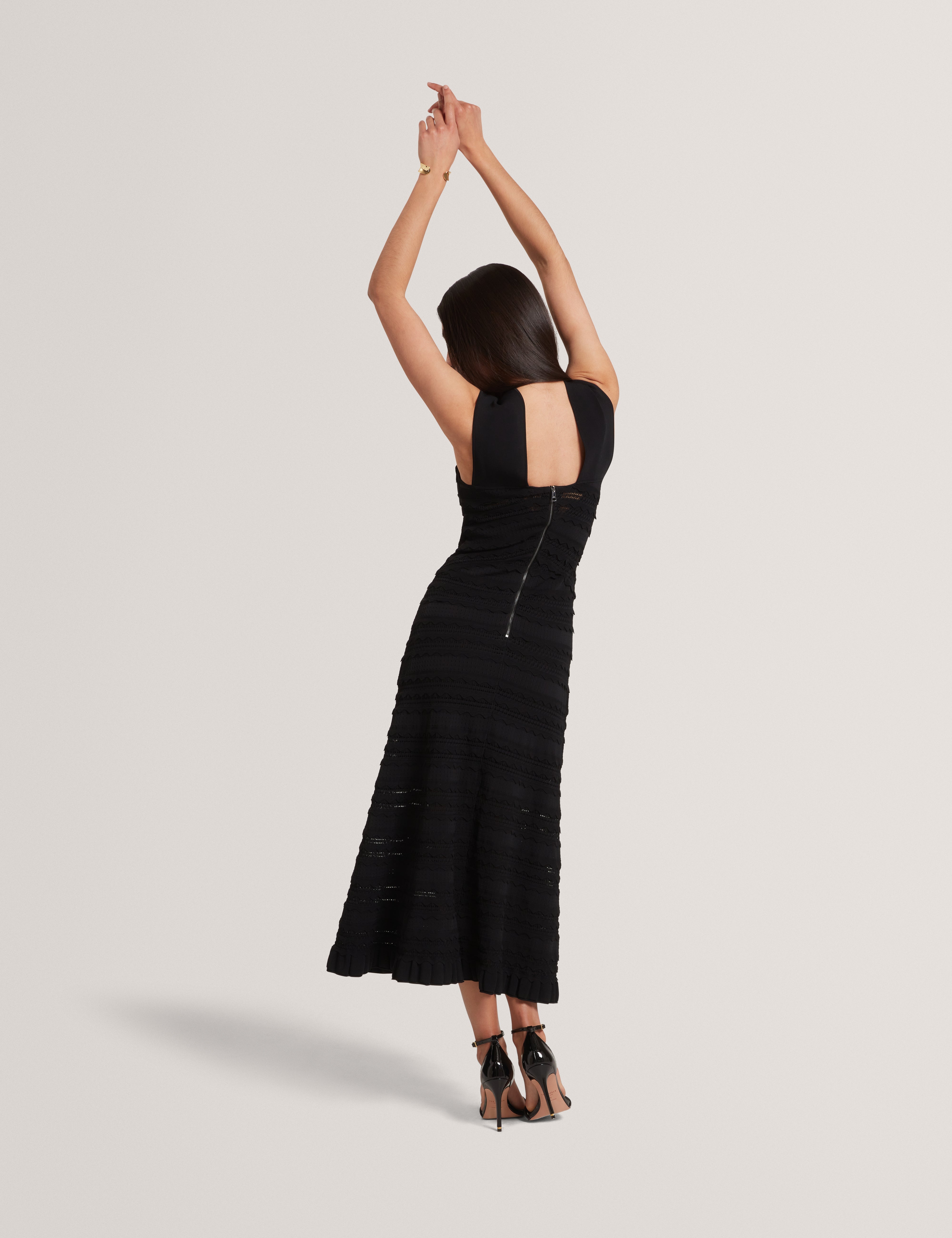 Soleane Halter Neck Knitted Midi Dress Black
