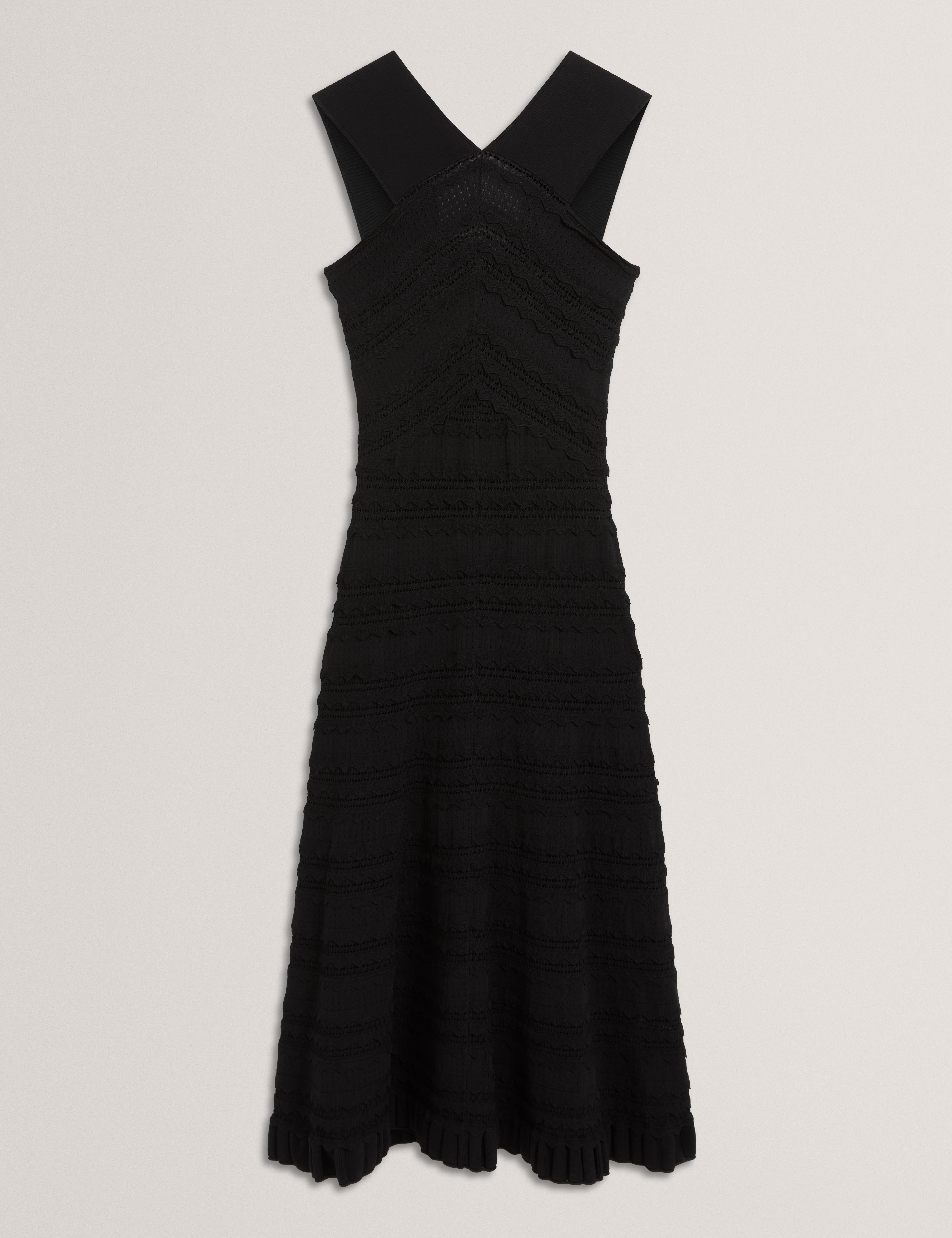 Soleane Halter Neck Knitted Midi Dress Black